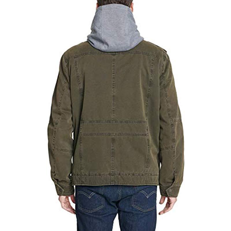 Washed Cotton Hooded Military Jacket 