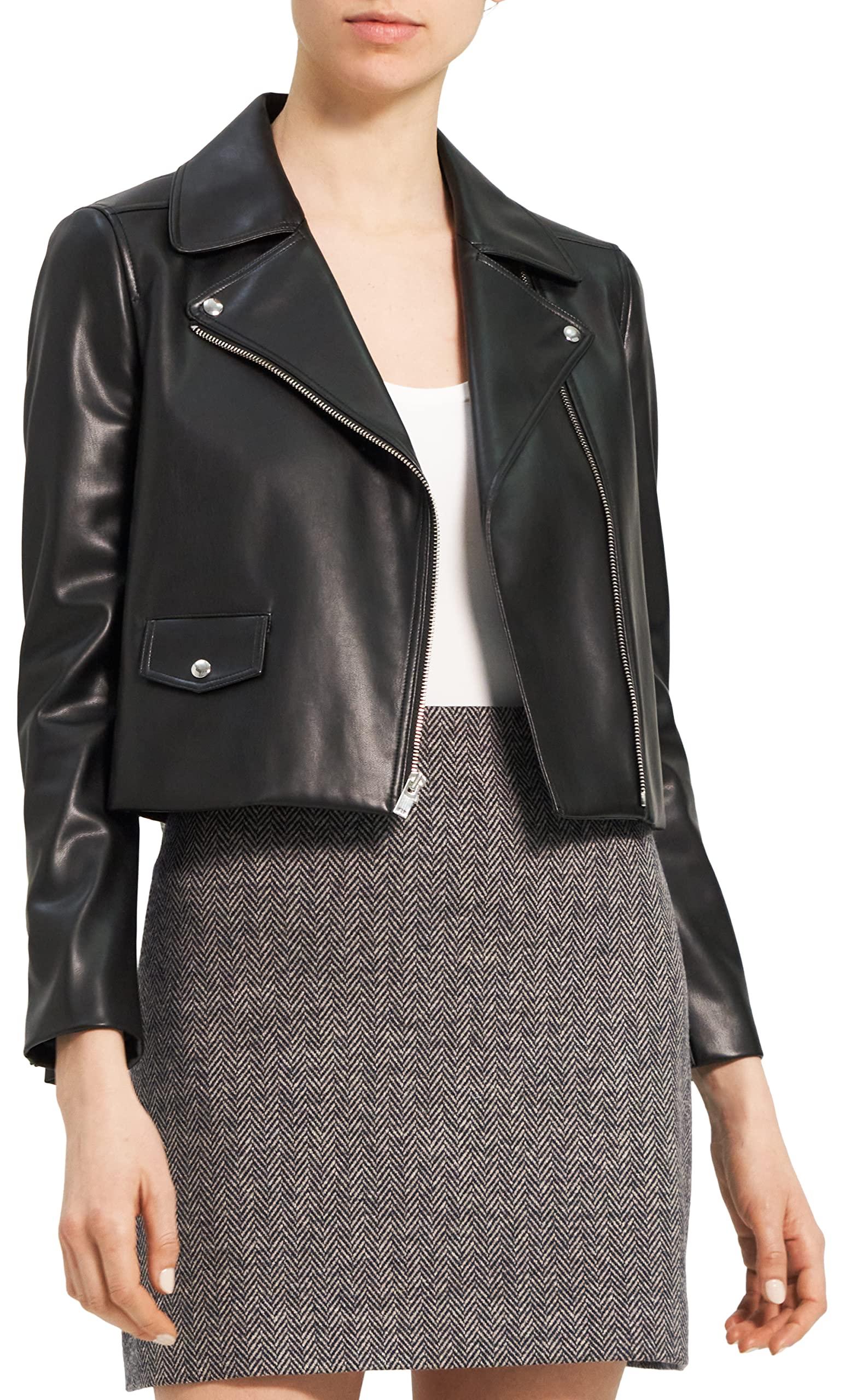 Theory Crop Moto Jacket in Black | Lyst