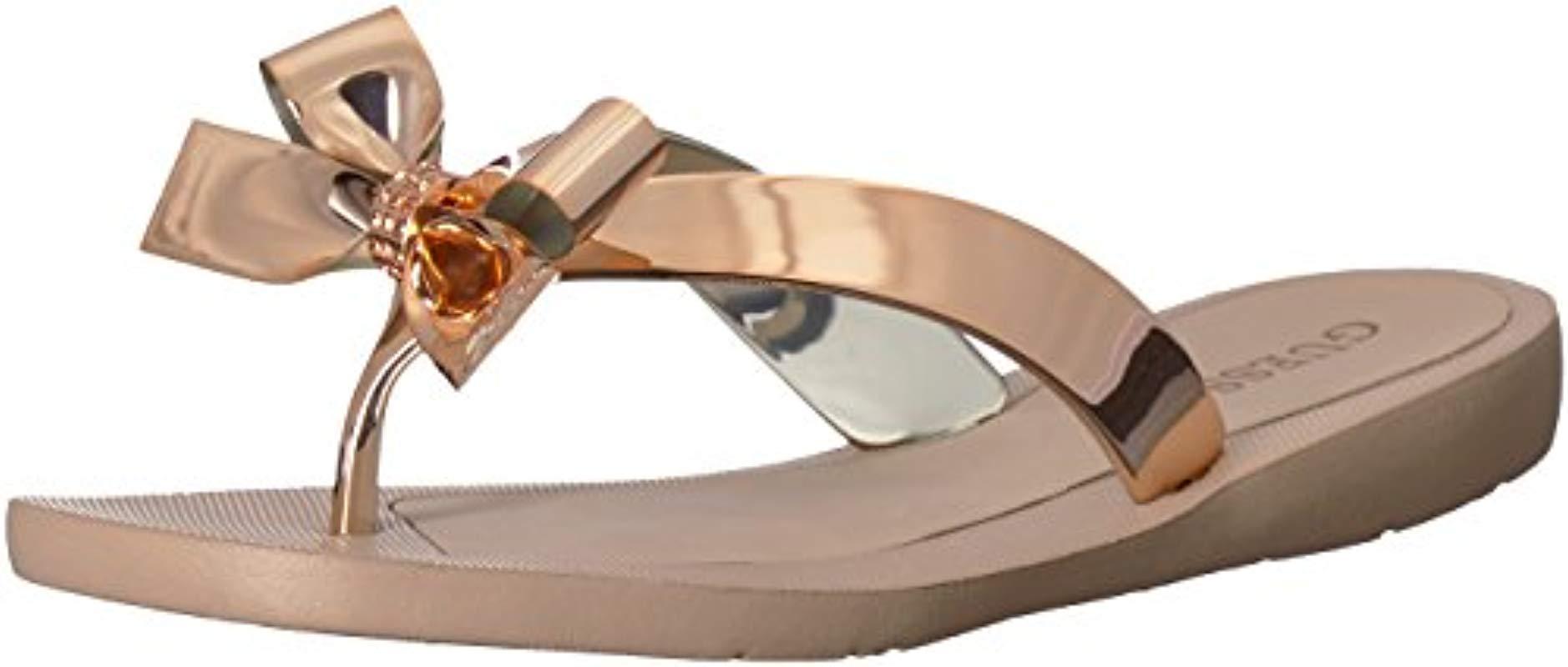 guess tutu bow flip flops rose gold