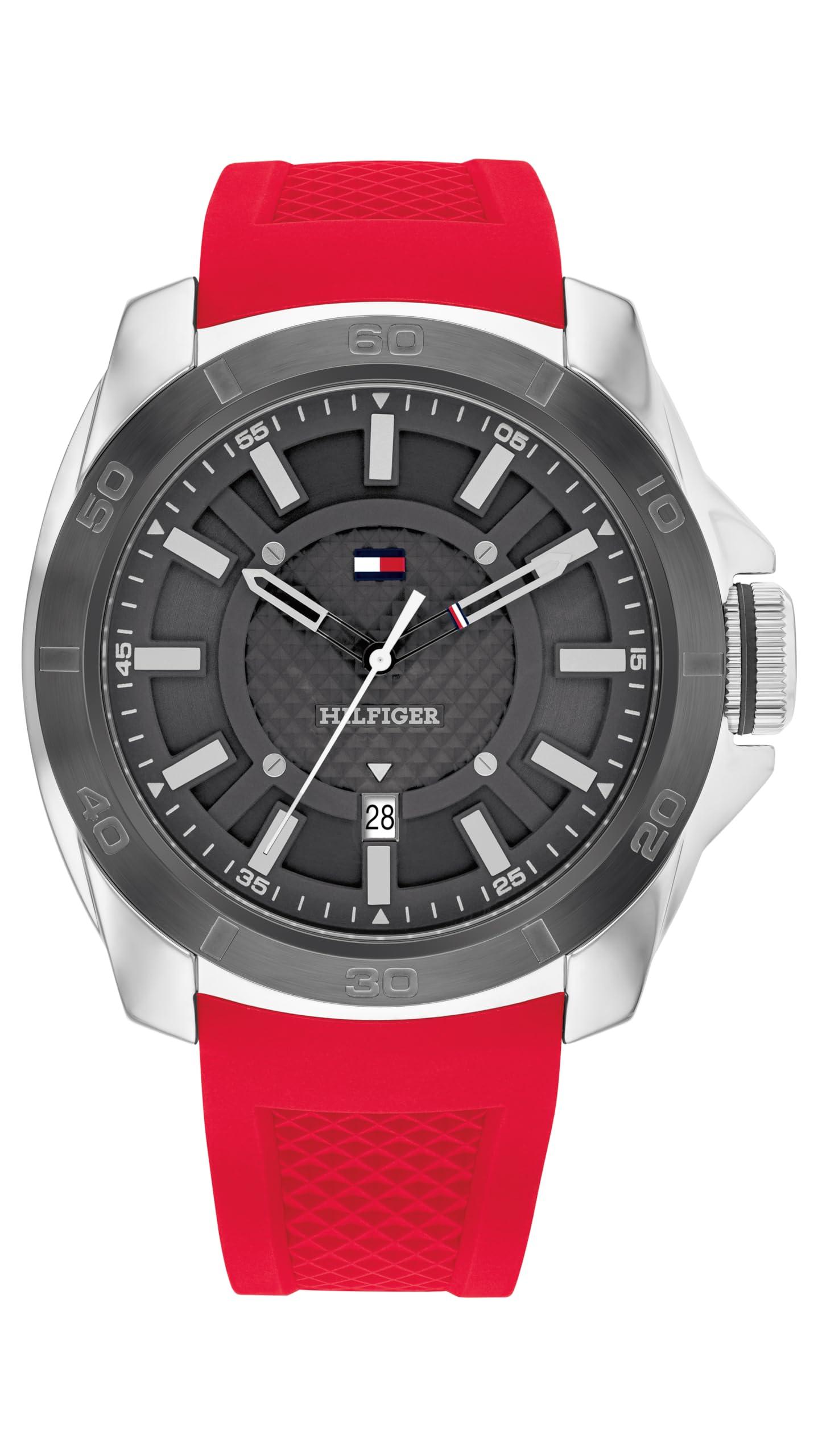 Tommy Hilfiger Premium Fashion Timepiece With Durable Silicone Water Resistant Up To 5 Atm 50 Meters in Red for Men Lyst