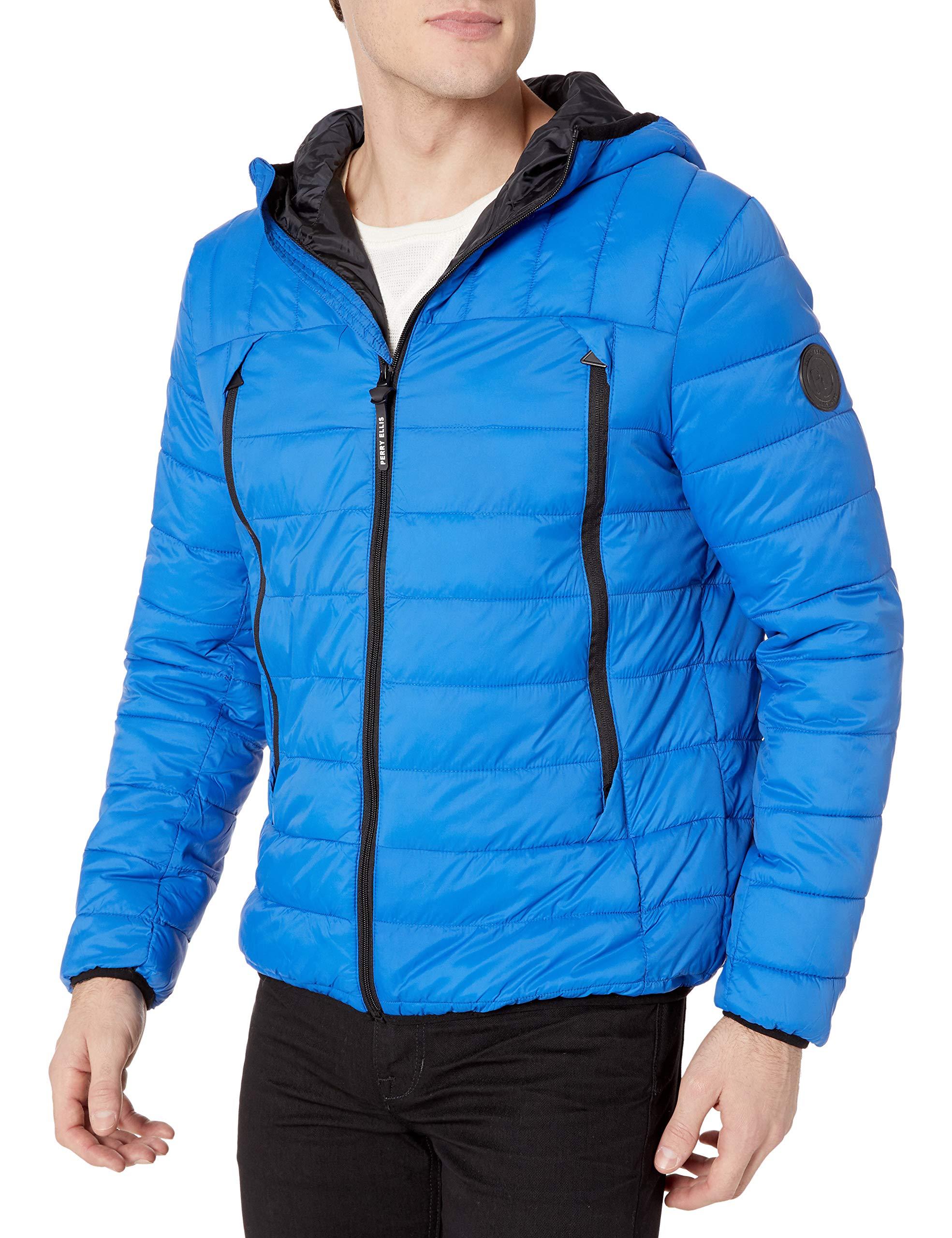 Perry Ellis Packable Puffer Jacket in Blue for Men - Lyst