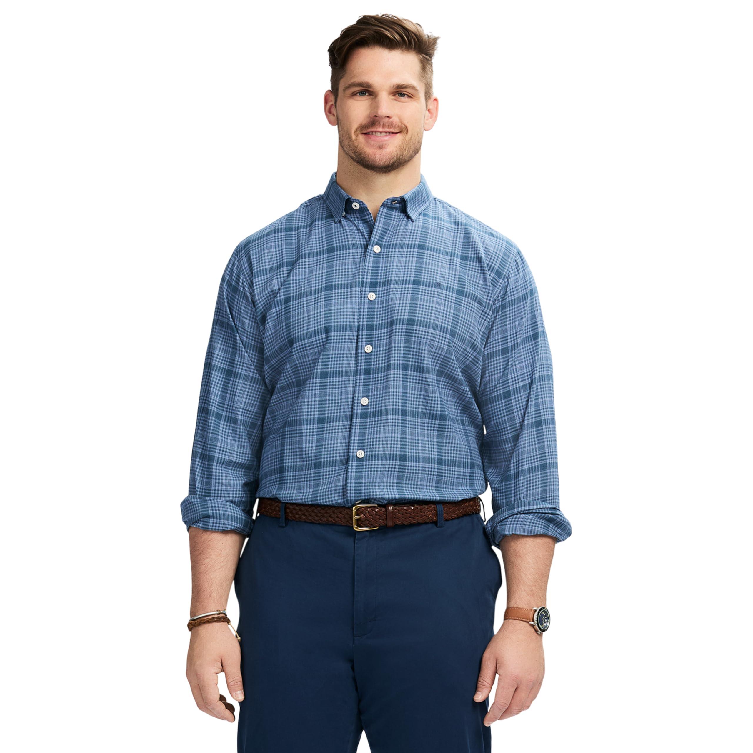 Izod Men's Big & Tall Stretch Performance Gingham Shirt - Long Sleeve Button Down For Work & Casual - View #9