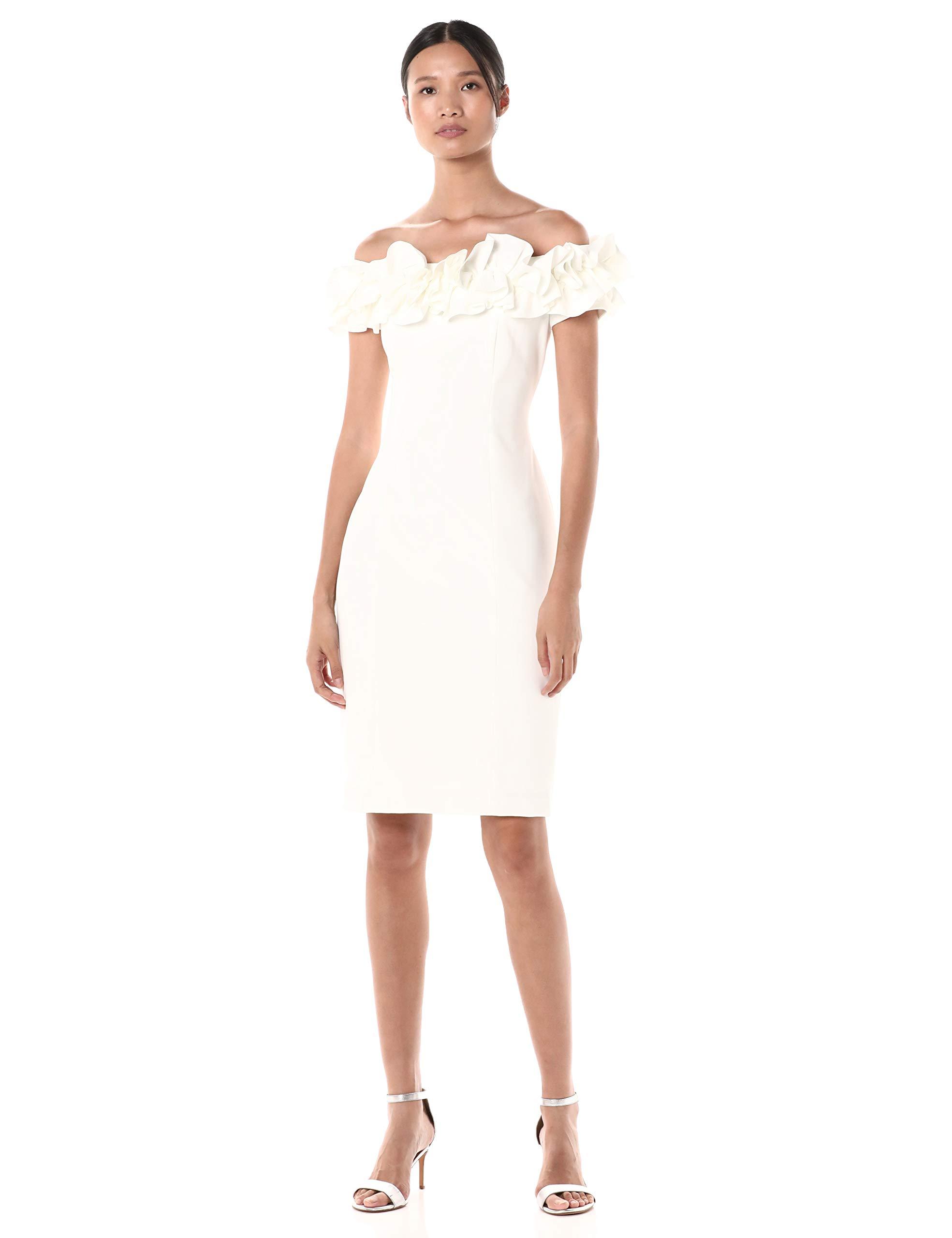 Calvin Klein Ruffle Off-the-shoulder Cocktail Dress in White | Lyst