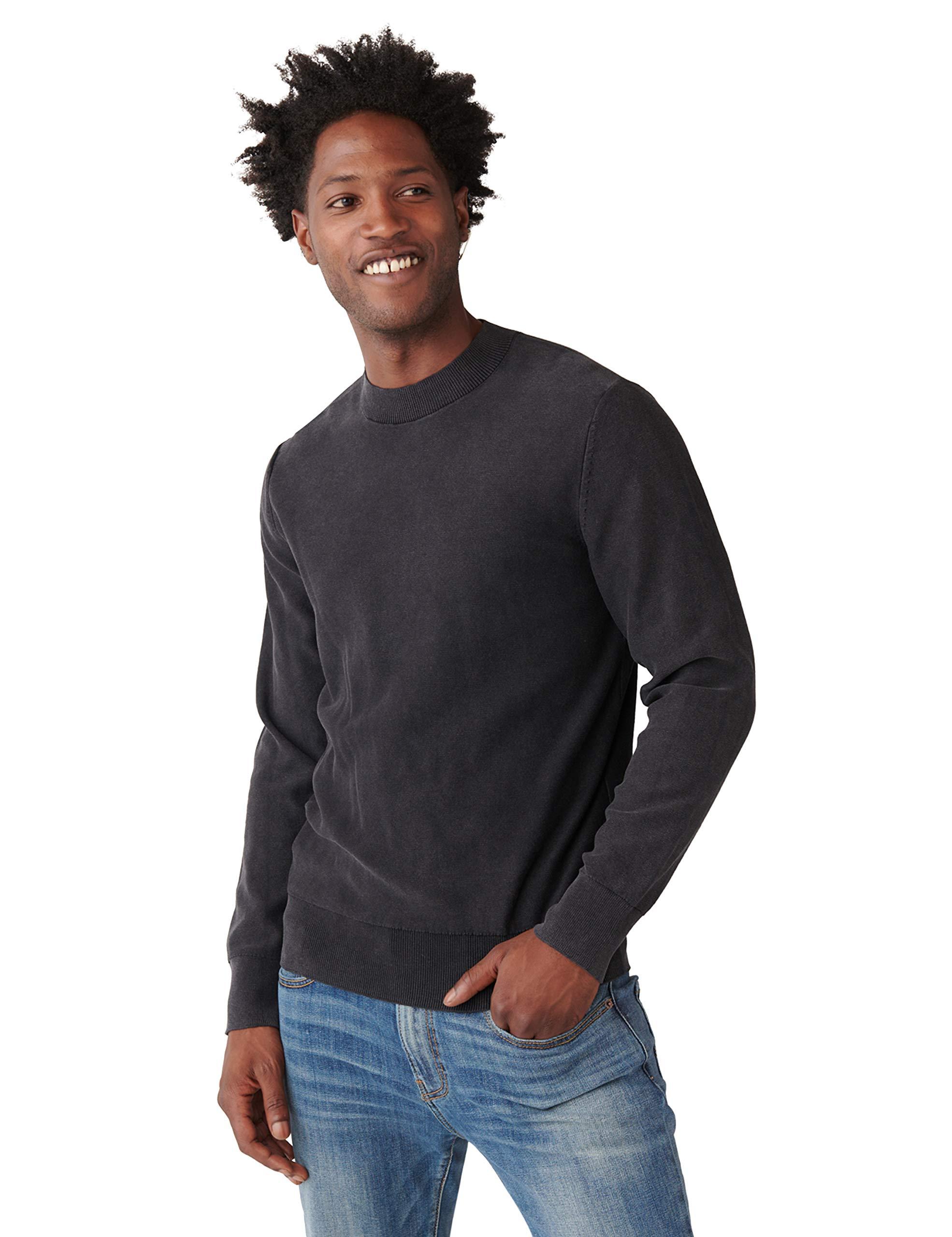 Lucky Brand Long Sleeve Crew Neck Washed Welterweight Sweater in Black for Men - Lyst