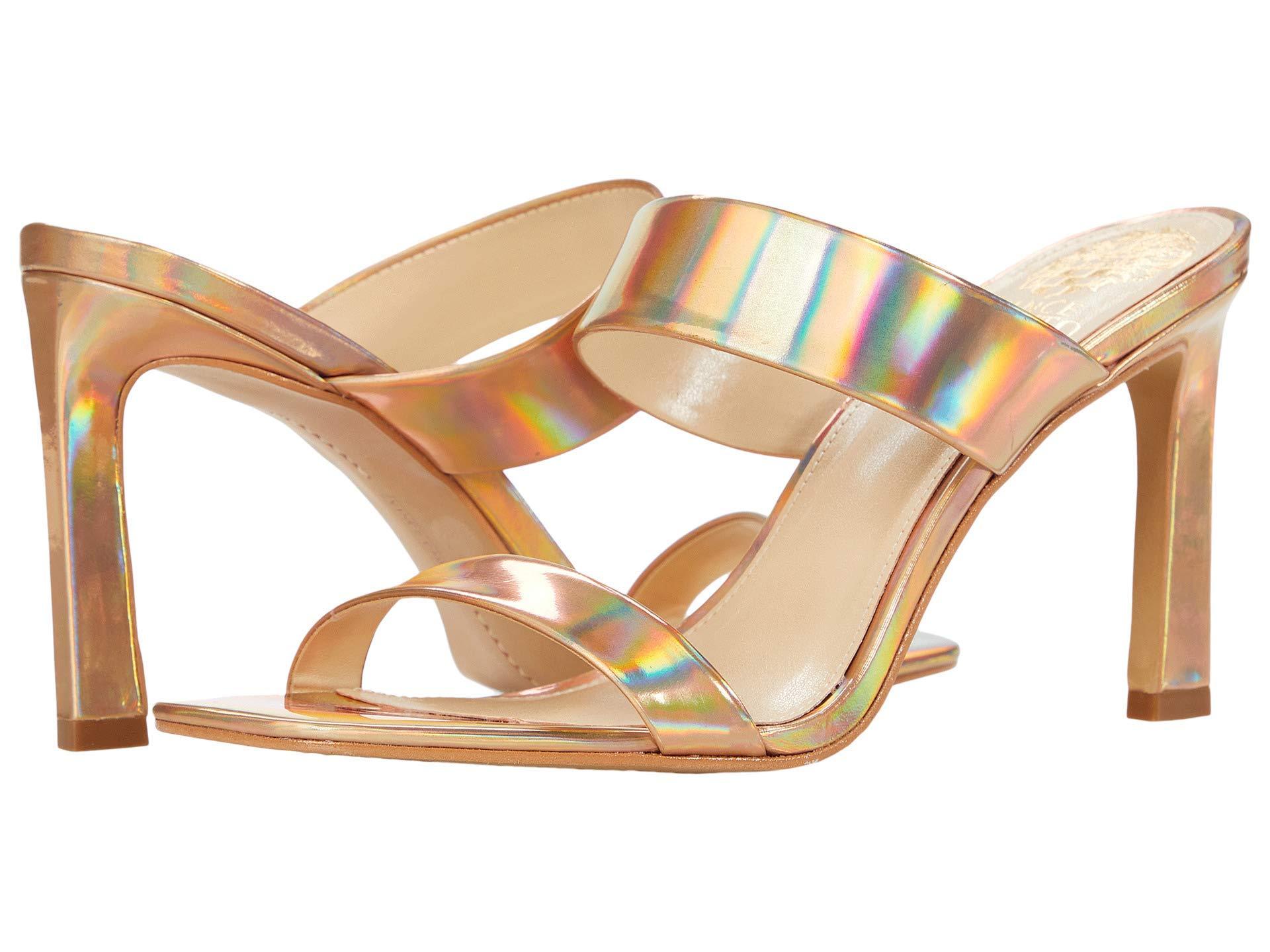 Vince Camuto Leather Brisstol Heeled Sandal in Egyptian Gold (Metallic