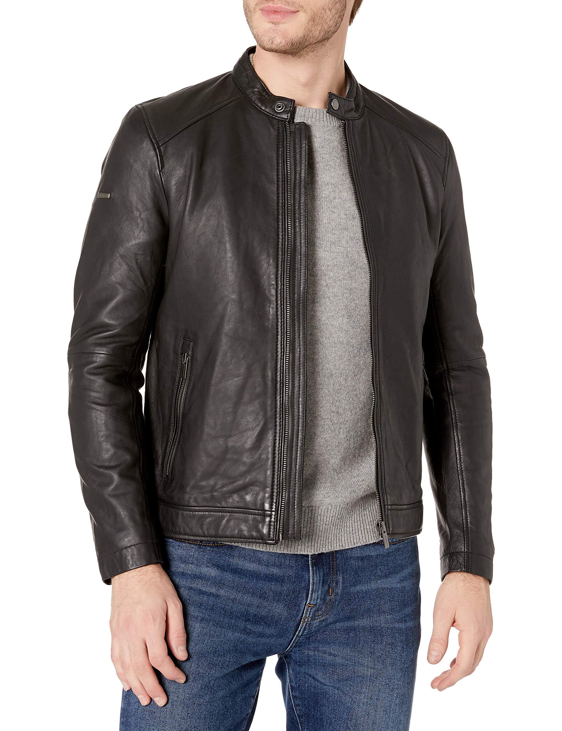 Superdry Lightweight Leather Racer Jacket in Black for Men Lyst
