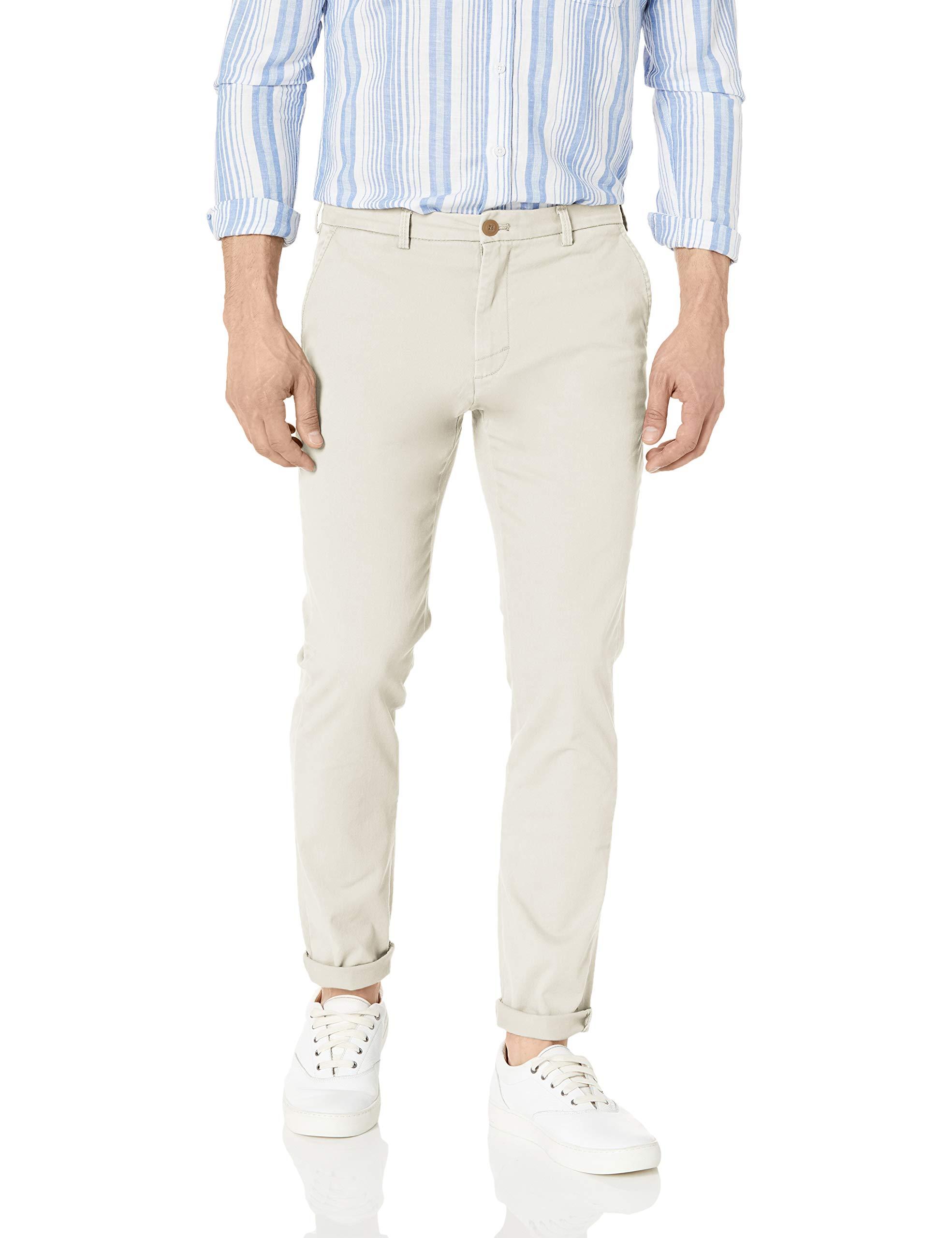 Izod Saltwater Stretch Flat Front Slim Fit Chino Pant in Stone (Natural