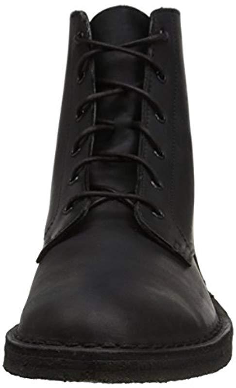 clarks mens black coated leather desert mali boots