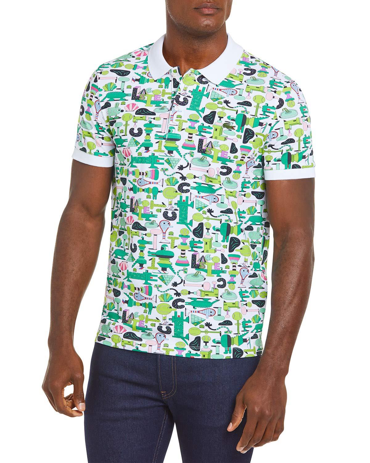 Lacoste Cotton Crocoseries Jeremyville Allover Print Polo in Green for Men  | Lyst