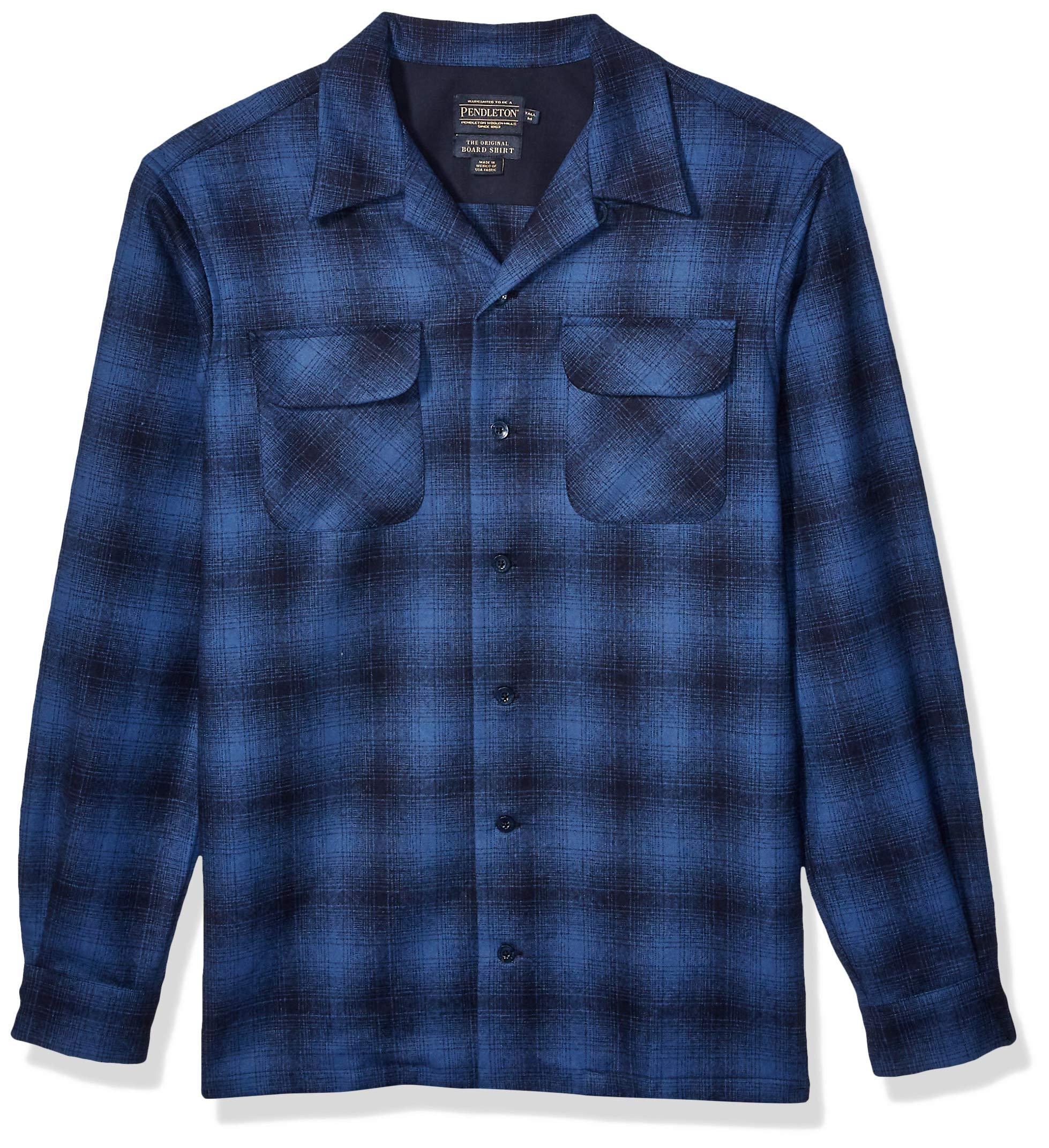 Pendleton Wool Size Big & Tall Long Sleeve Board Shirt in Blue Ombre