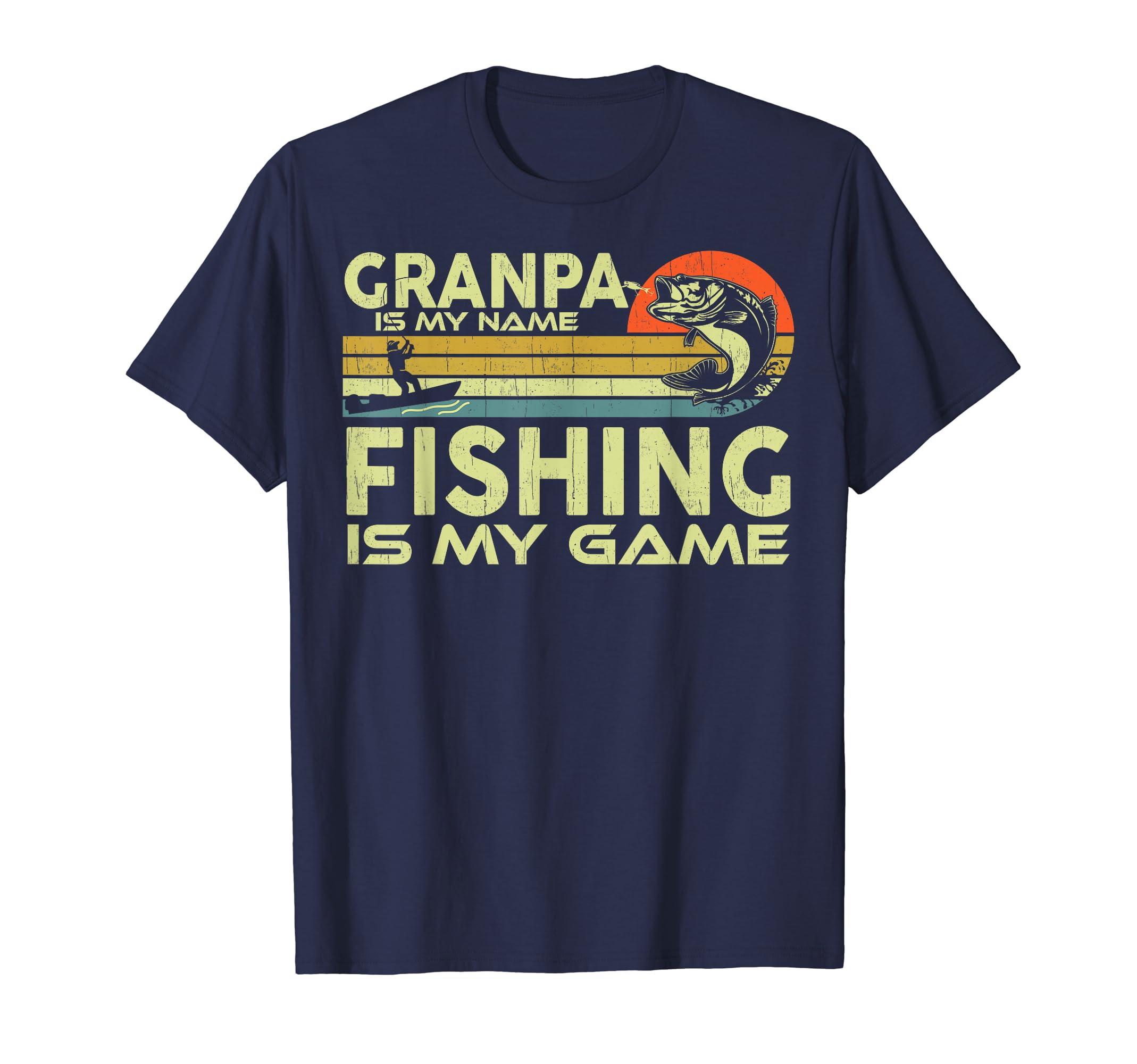 Caterpillar Fishing-shirt Grandpa Fishing Game Funny Vintage Dad T-shirt in  Blue