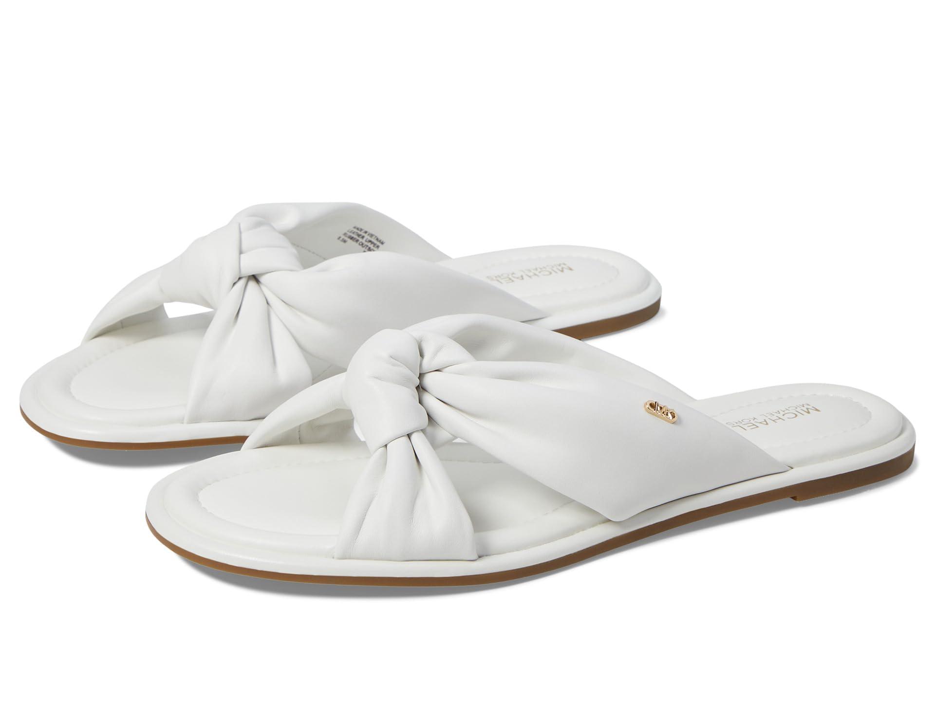 MICHAEL Michael Kors Elena Flat Slide Optic Sandals in White Lyst UK