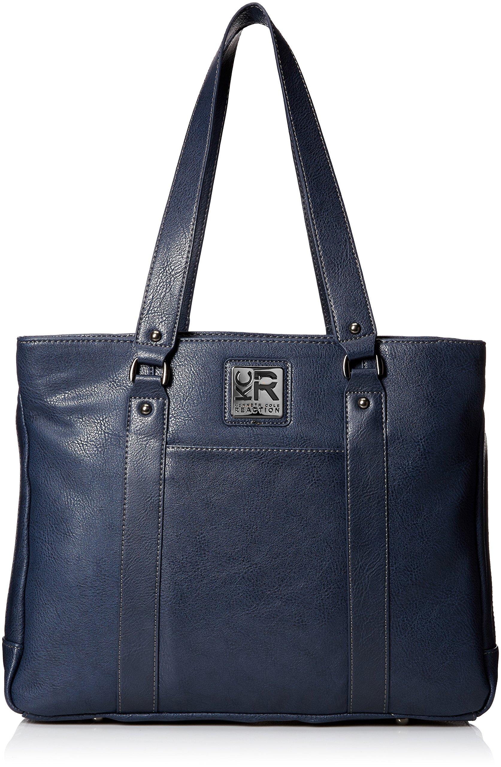 Kenneth Cole Reaction Hit Pebbled Faux Leather Triple Compartment 15"  Laptop Business Tote in Blue | Lyst