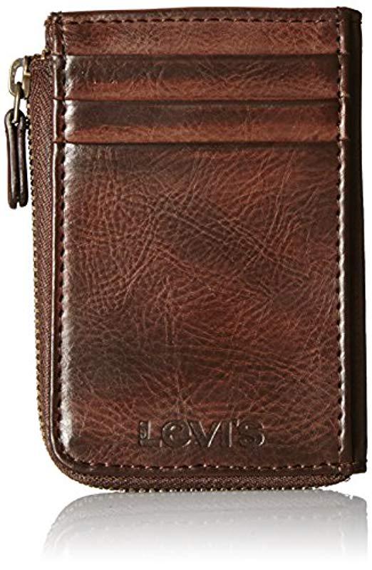 Leather Half Zip Card Holder Wallet 