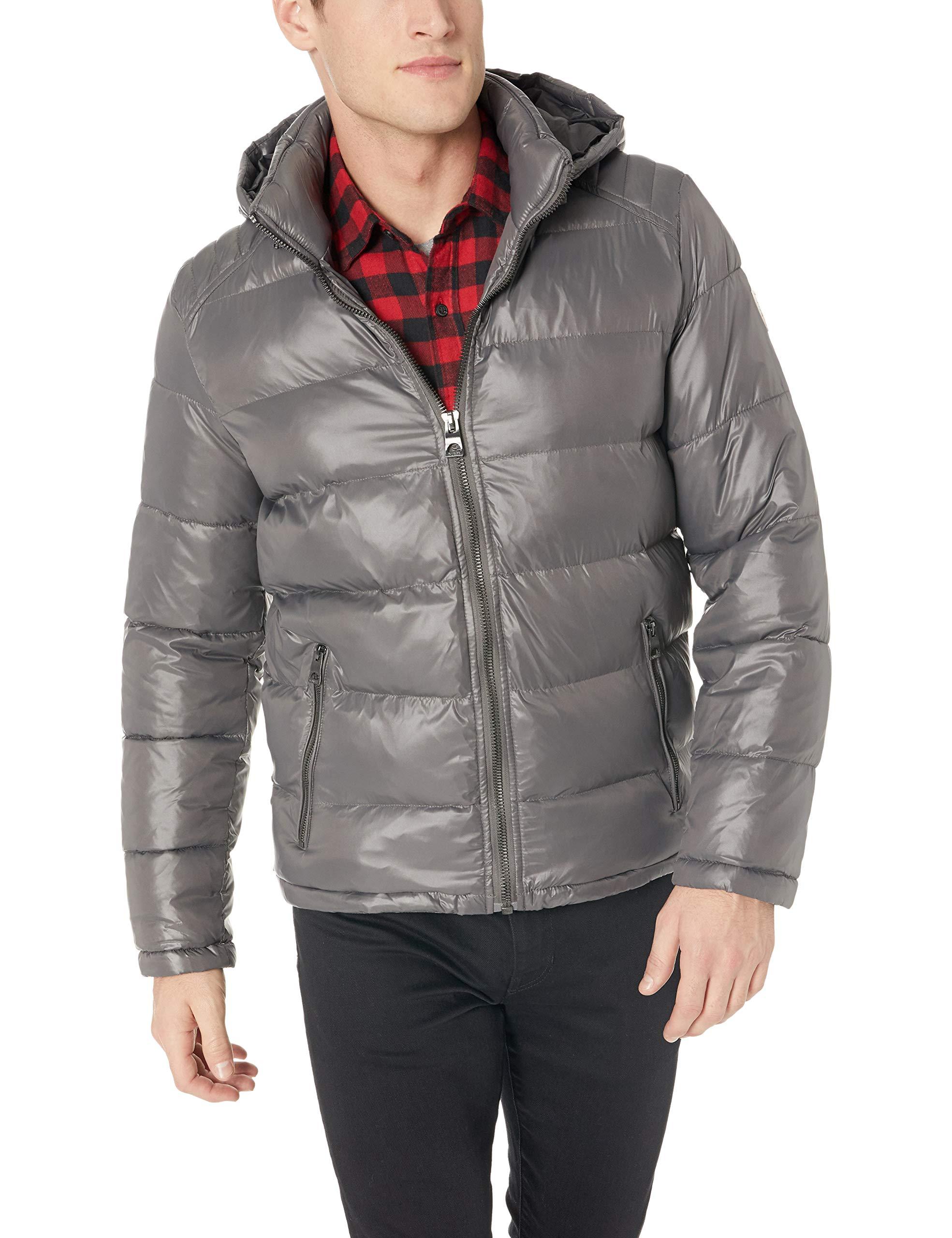Guess Puffer Jacket in Smoke (Gray) for Men - Save 62% - Lyst