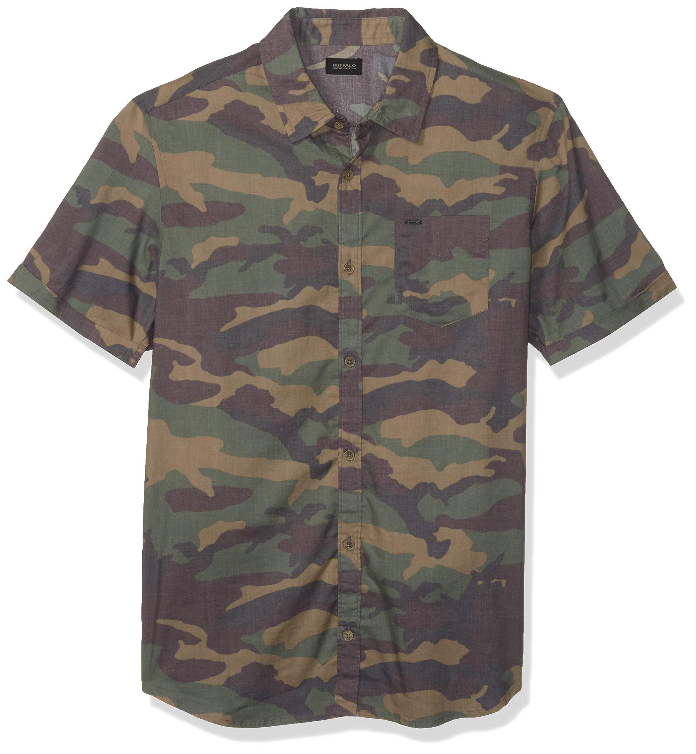 Buffalo David Bitton Short Sleeve Button Down Camo Print Shirt in Army ...