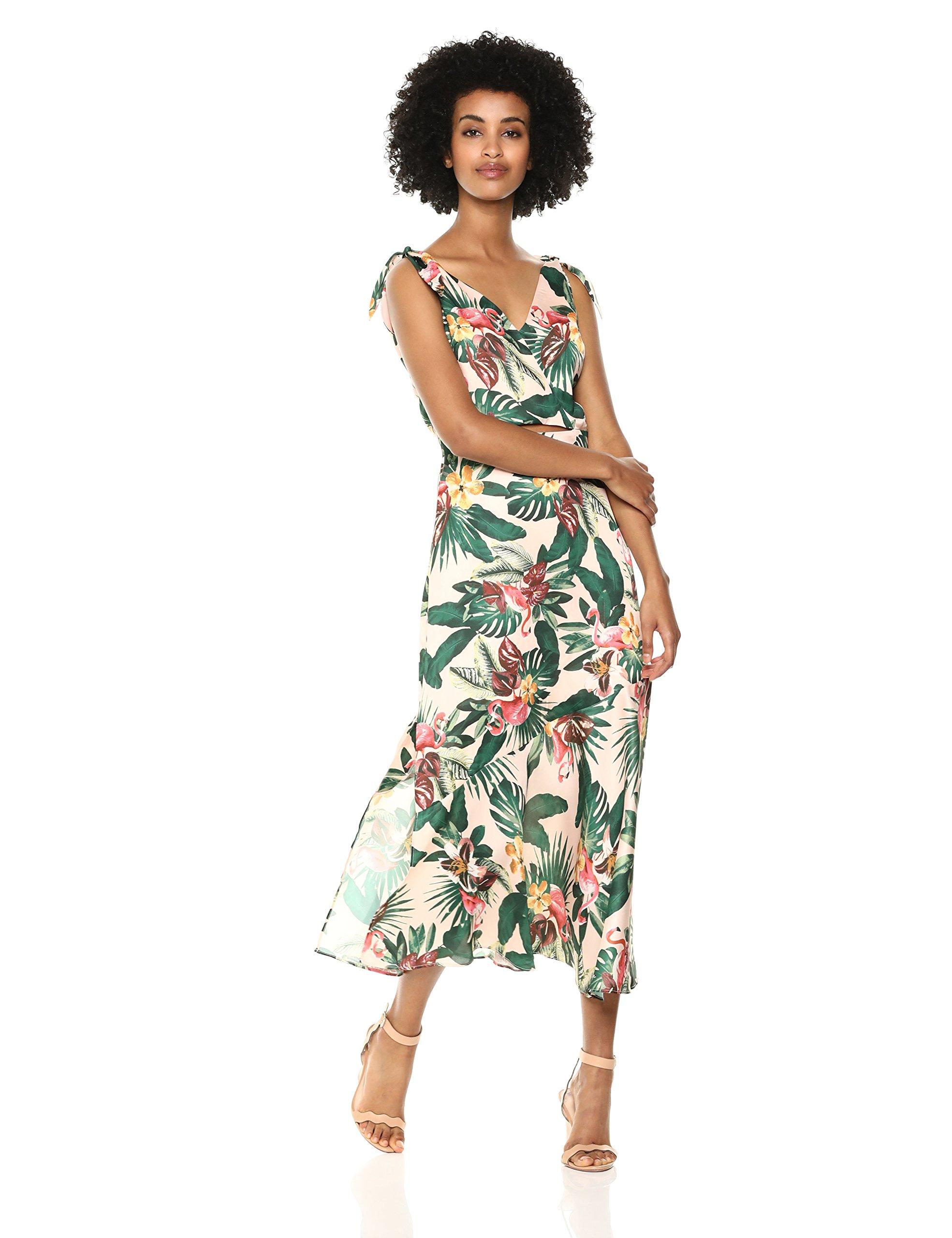 flamingo print maxi dress