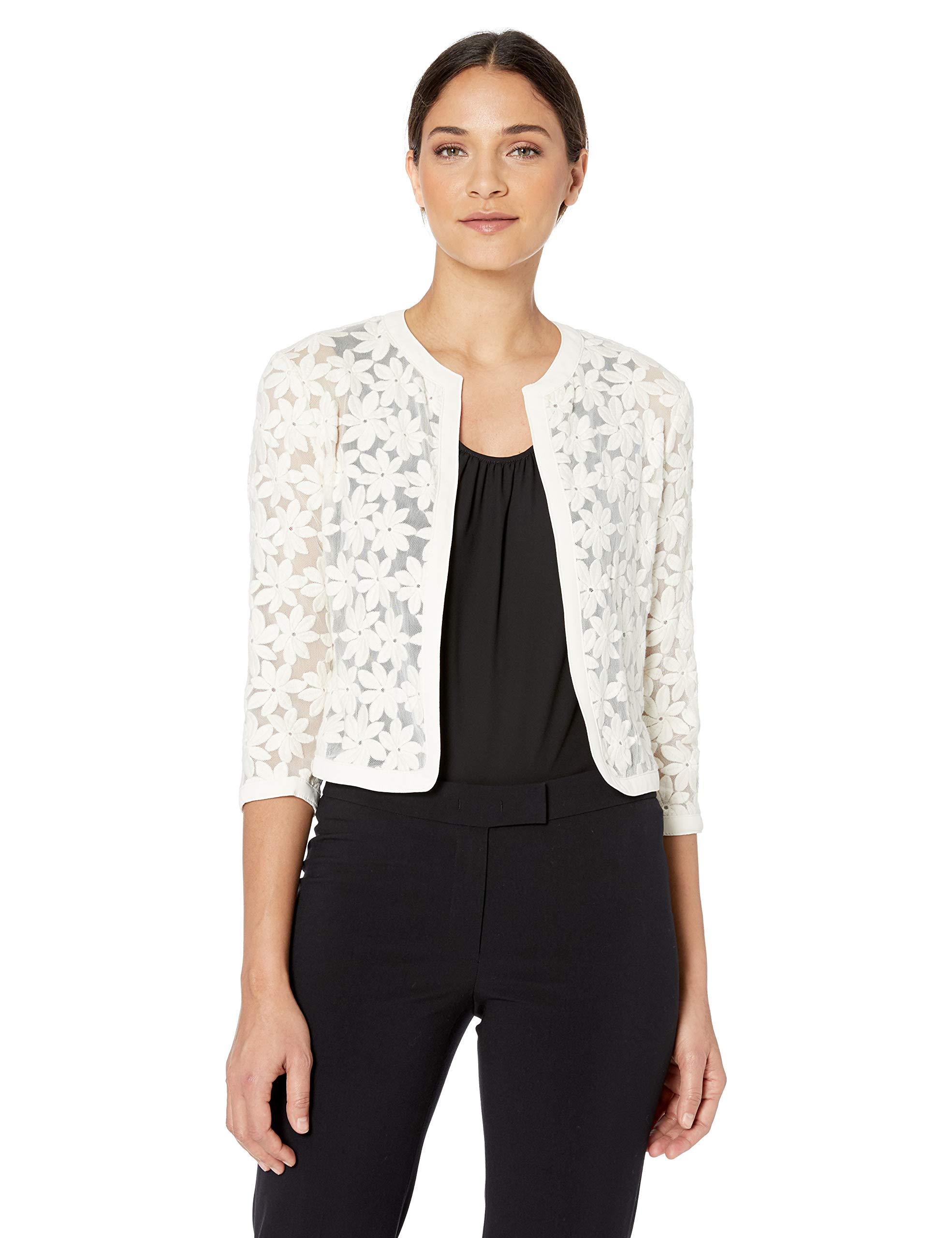 anne klein women's floral lace mesh cardigan