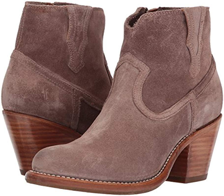 Frye Suede Lillian Western Bootie Boot in Brown - Save 21% - Lyst