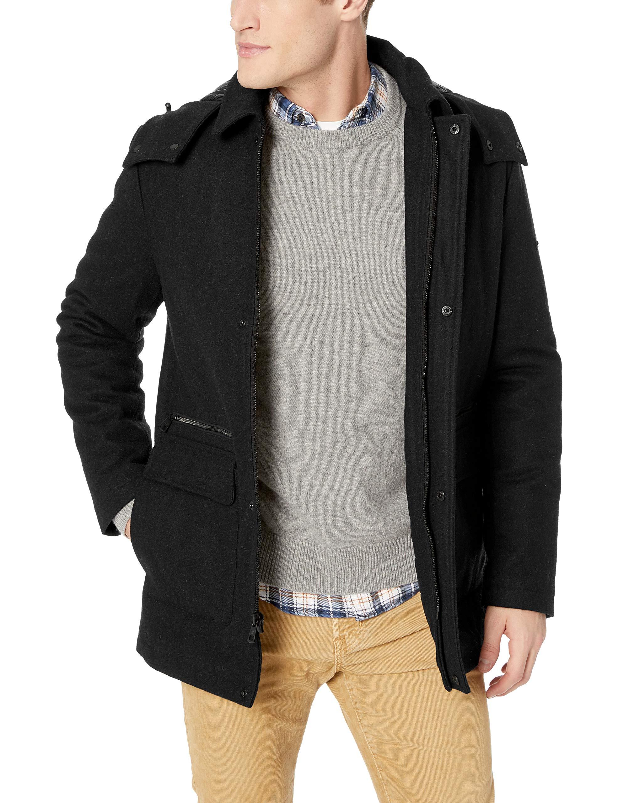 Calvin Klein Wool Duffle Coat in Black for Men - Save 12% - Lyst