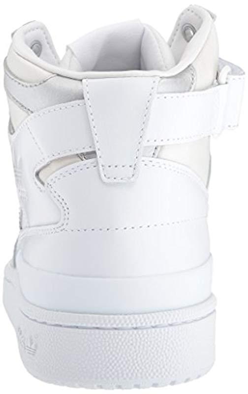 adidas Originals Canvas Forum Mid Refined Fashion Sneaker in  White/White/Metallic Silver (White) for Men - Lyst
