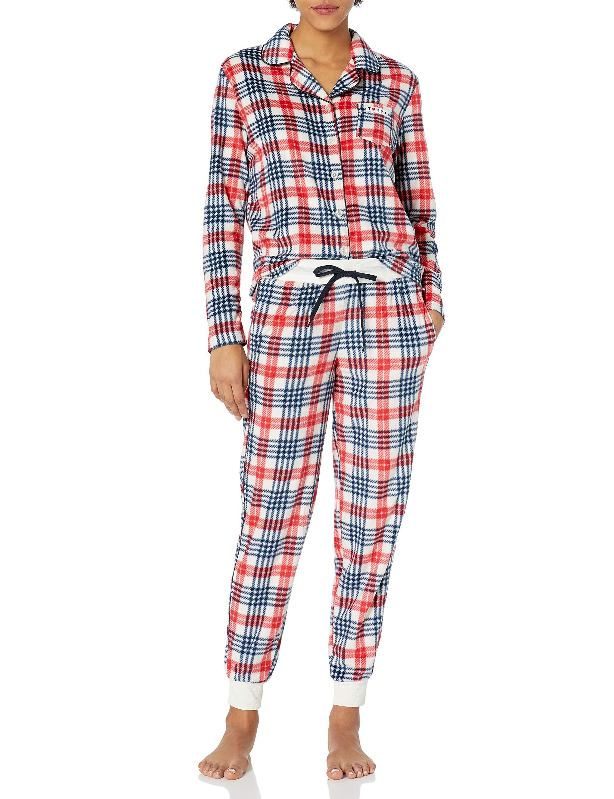 Tommy Hilfiger Long Sleeve Super Soft Minky Fleece Pajama Set in Blue - Lyst