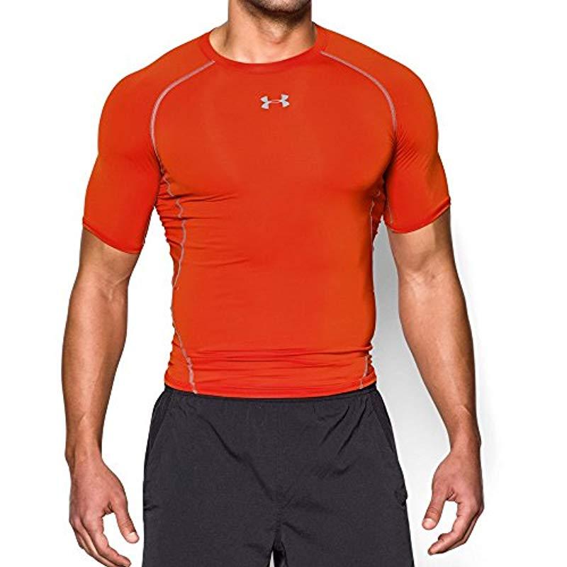 orange under armour compression shorts