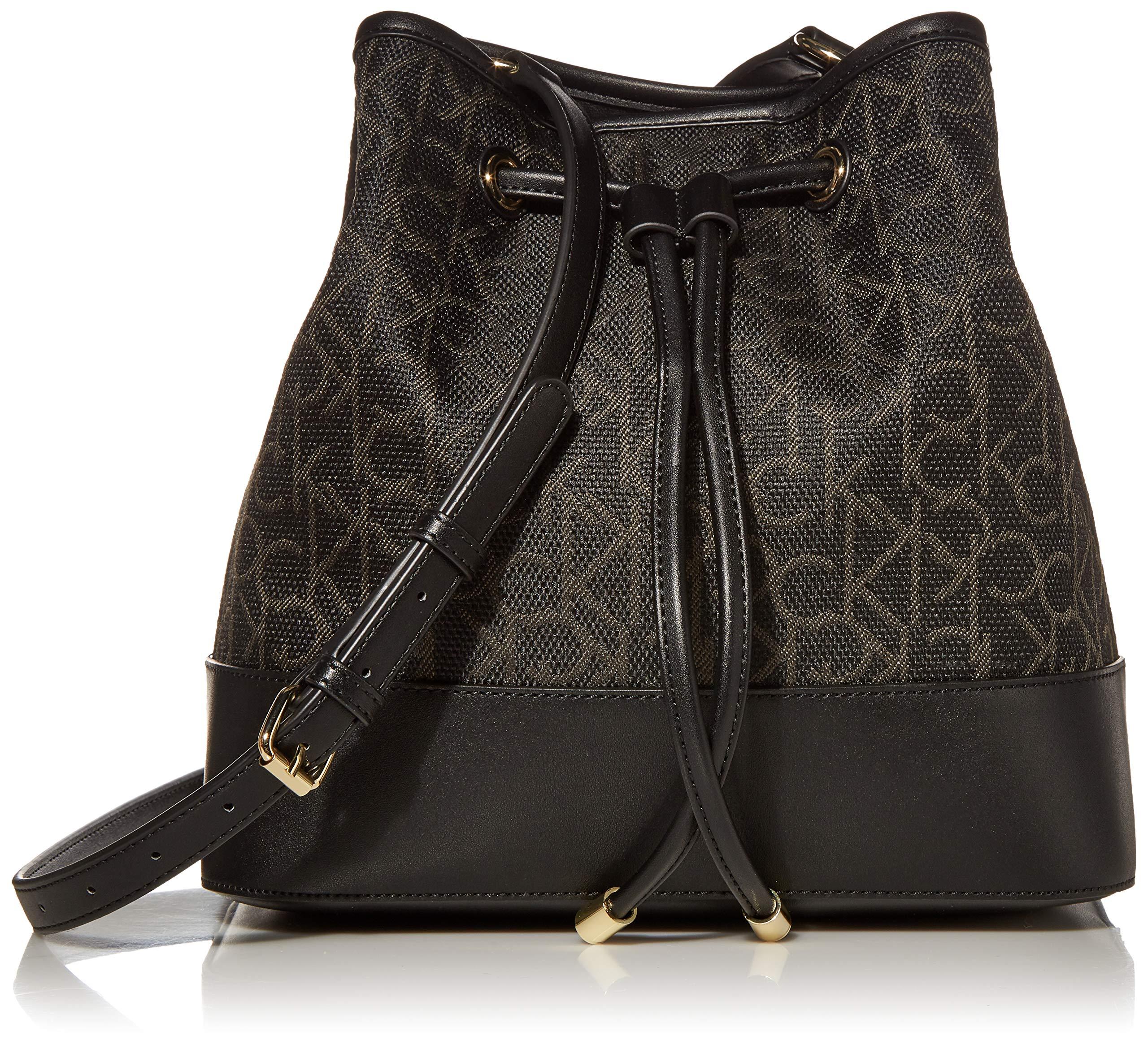Calvin Klein Cotton Gabrianna Jacquard Bucket Shoulder Bag in Black