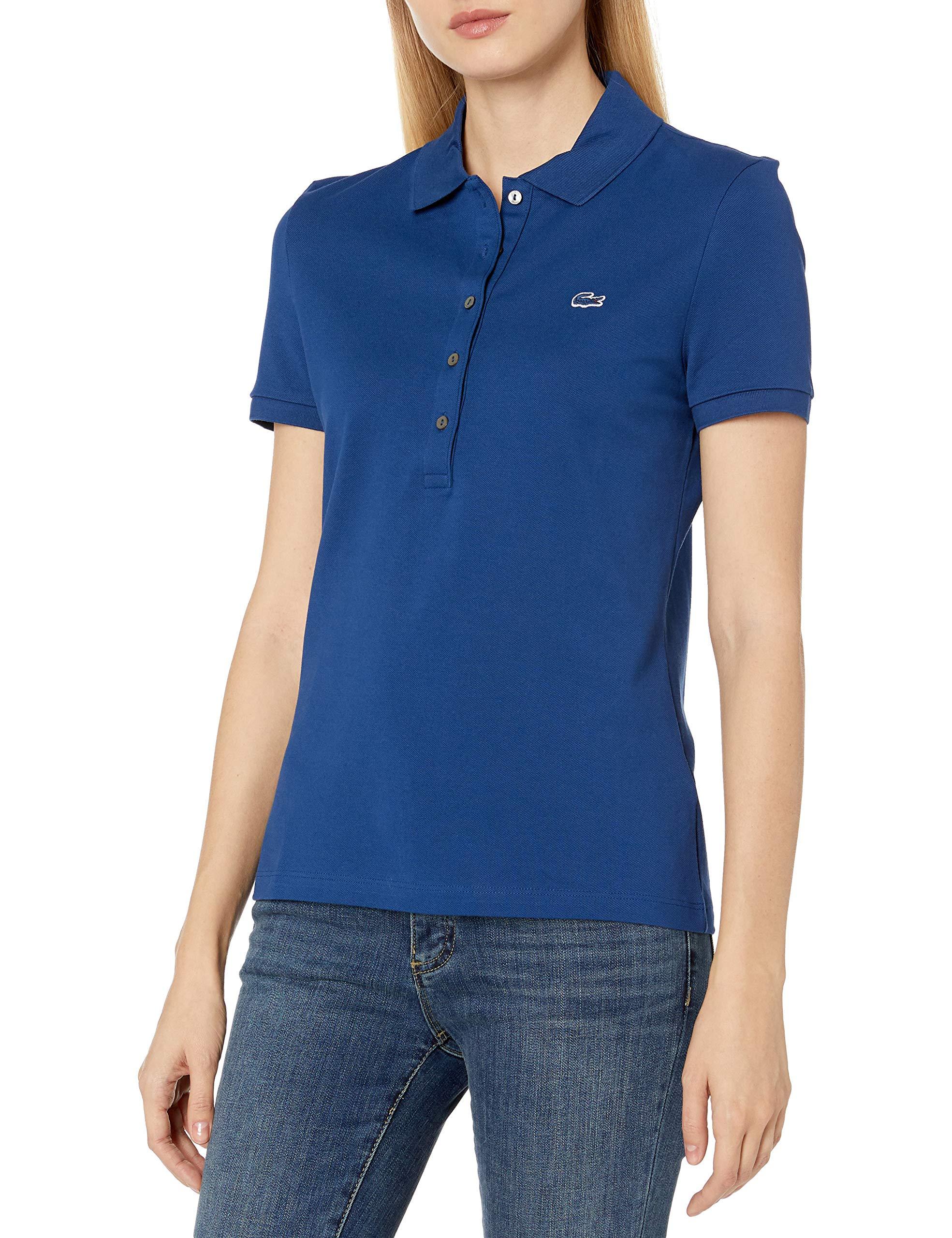 Lacoste Classic Short Sleeve Slim Fit Stretch Pique Polo in Blue | Lyst