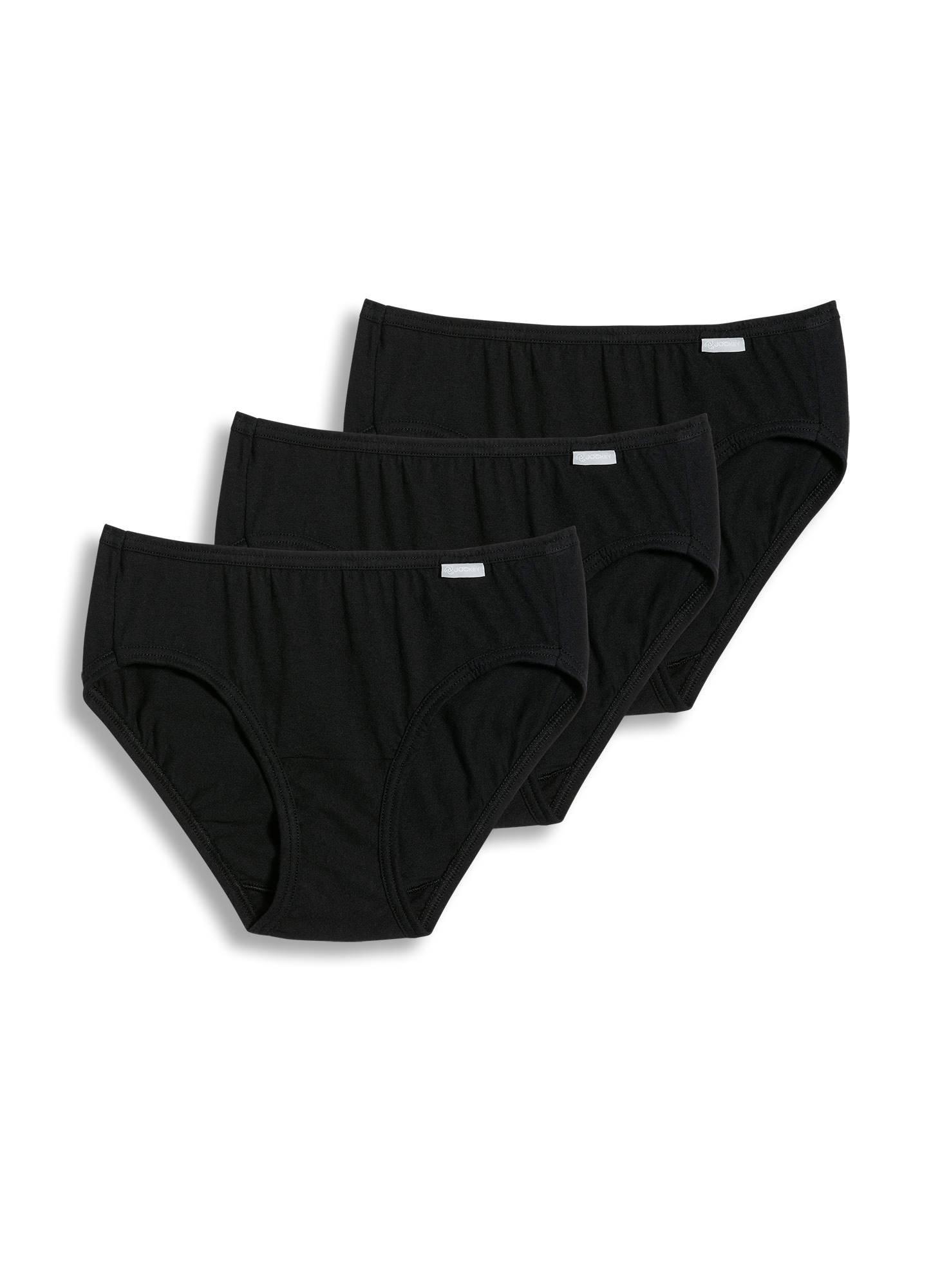 Jockey Women's Underwear Elance Bikini - 3 Pack, Black, 6