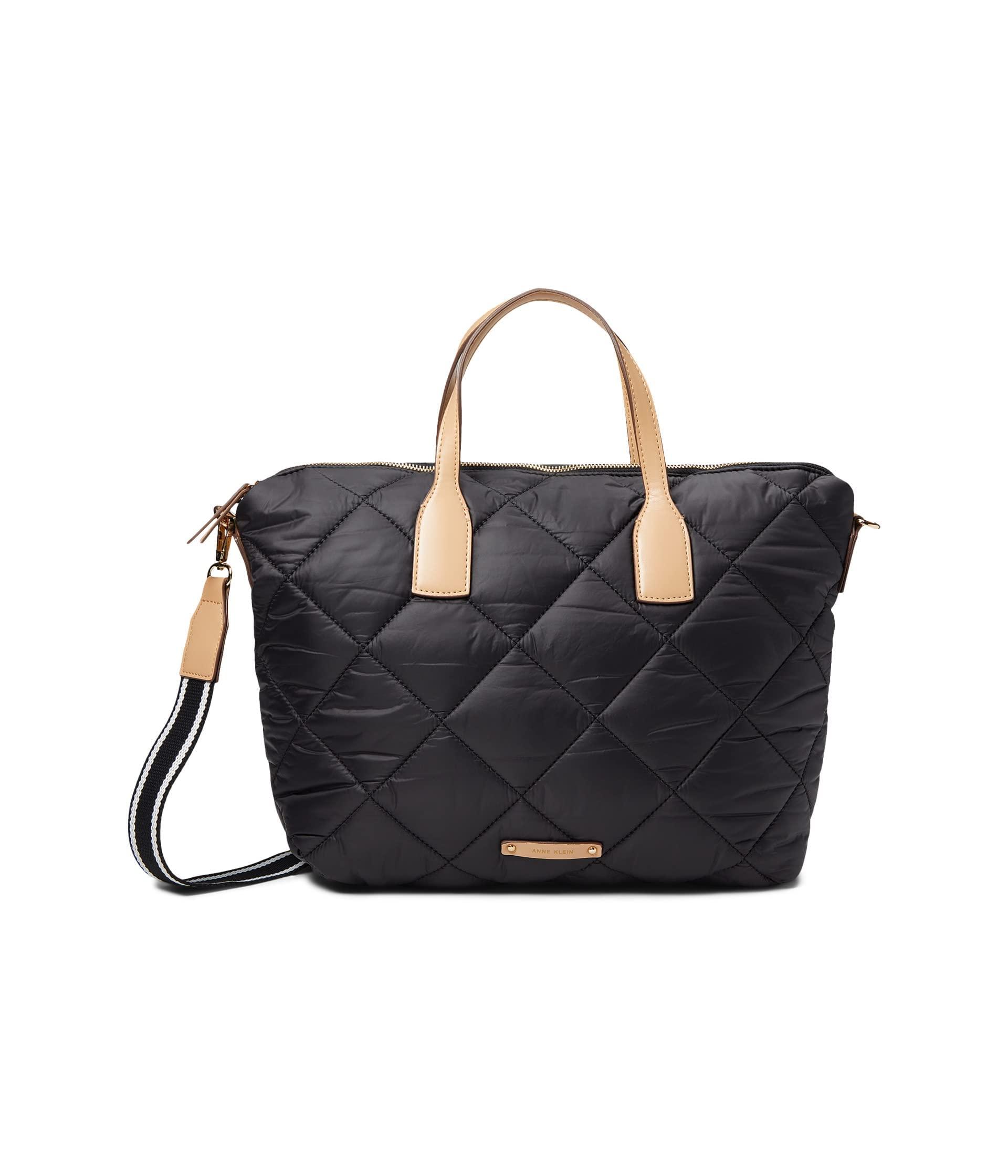 Anne Klein Quilted Nylon Satchel in Blue Lyst
