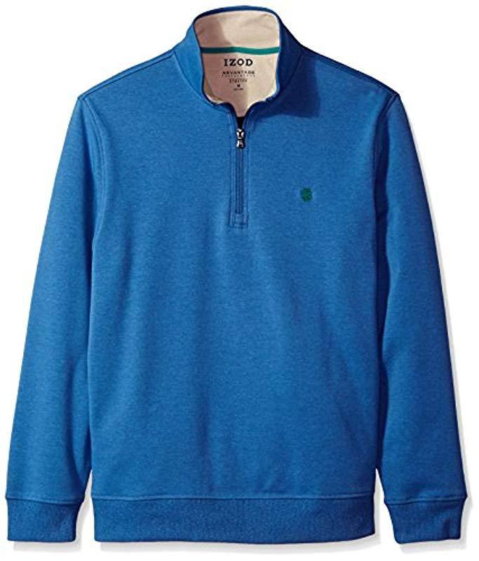 IZOD Mens Big and Tall Advantage Performance Colorblock Quarter Zip Fleece Pullover