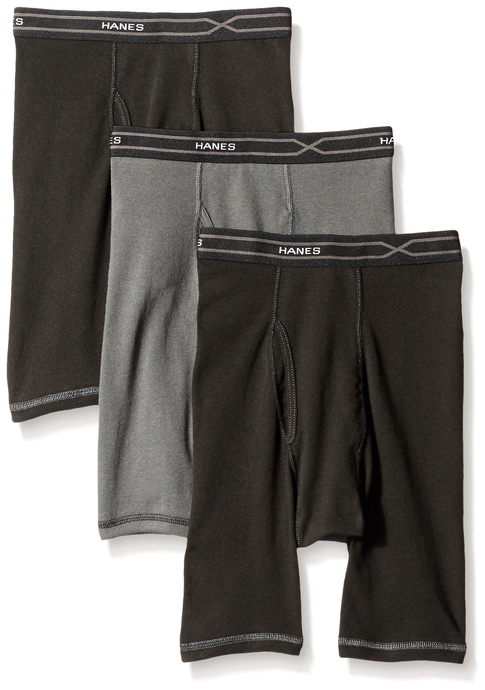 Hanes Premium Men's Comfort Flex Fit Long Leg Boxer Briefs 3pk -  Gray/Black/Blue S
