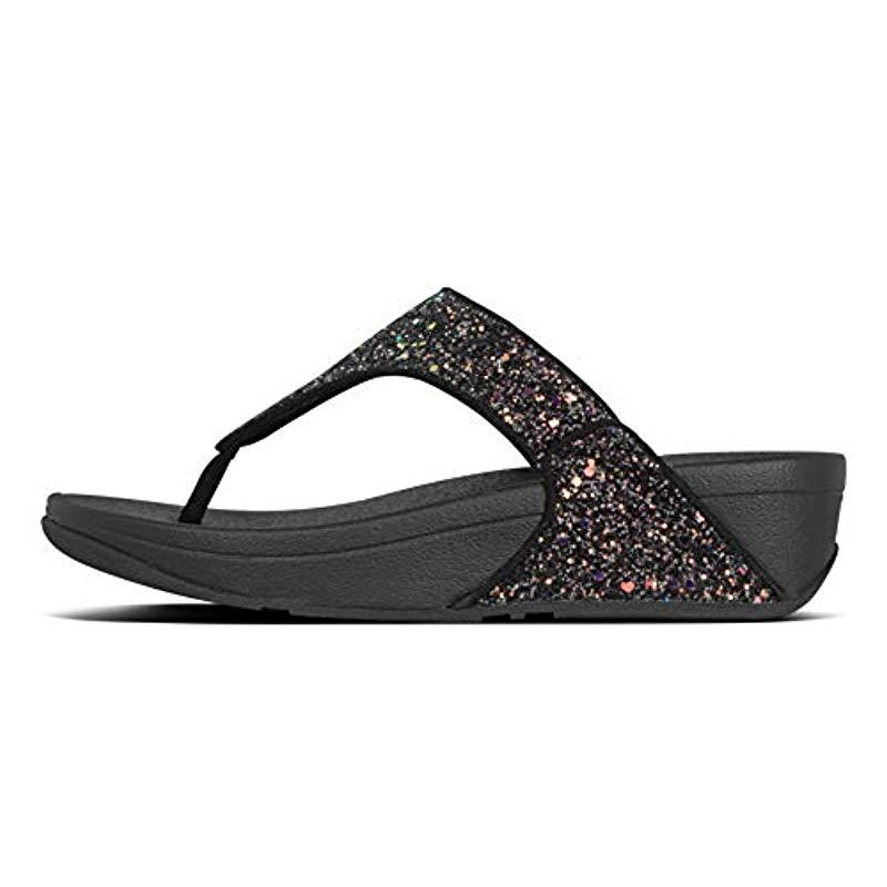 Fitflop Lulu Glitter Toe Thongs Black Mix Sandals | Lyst