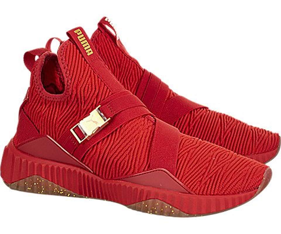 PUMA Defy Mid Varsity Ribbon Red/metallic Gold 7 B Us B (m) | Lyst