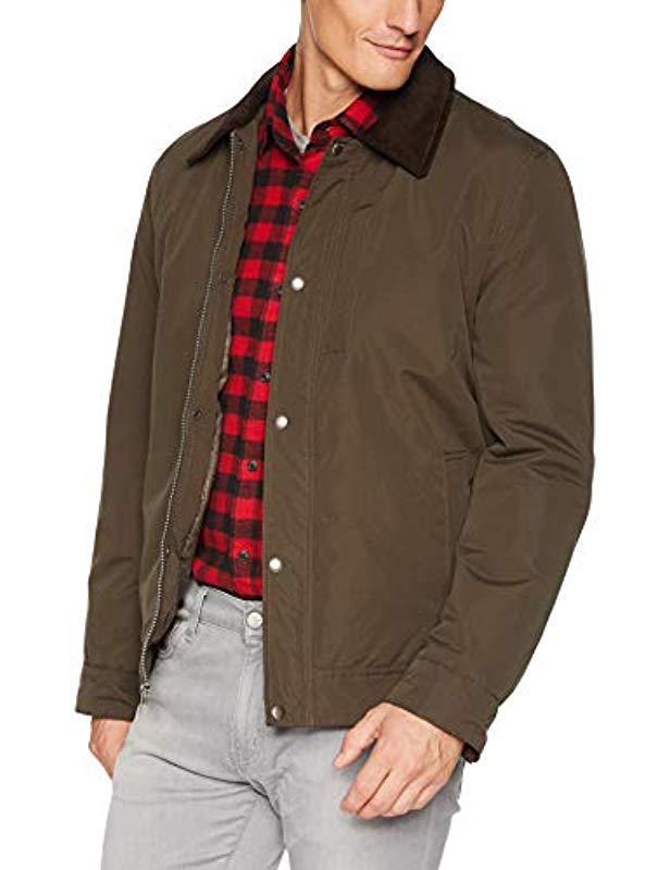 Cole Haan City Rain Barn Jacket With Corduroy Collar in Olive (Green) for Men Save 16 Lyst
