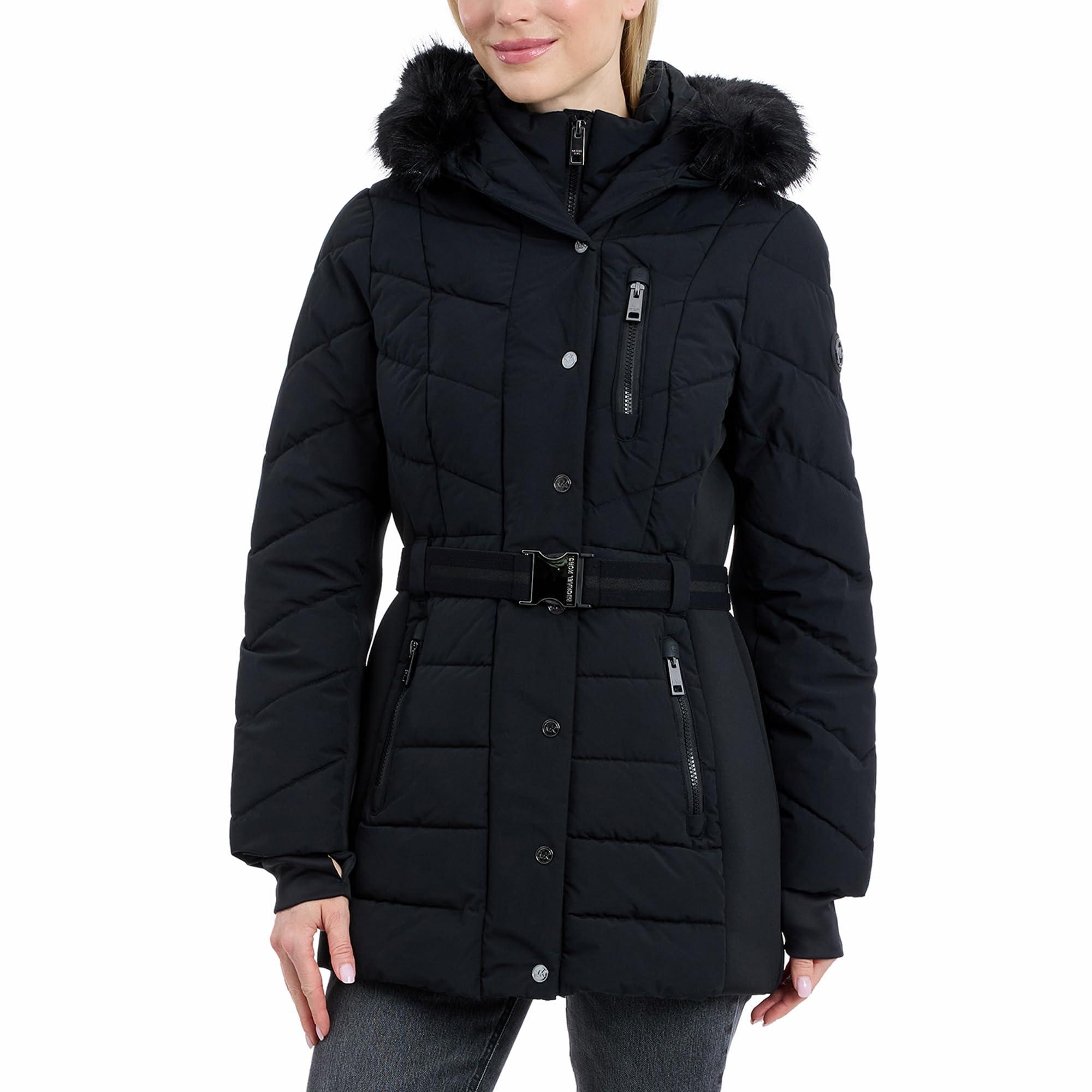 Amazon Michael Kors Hooded Faux Fur Trim Puffer Coat Michael By