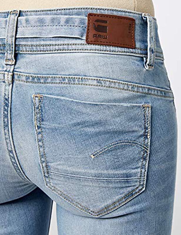 G-Star RAW Midge Saddle Mid Rise Bootleg Fit Jean In Brantley Stretch Denim Light Aged in Blue 