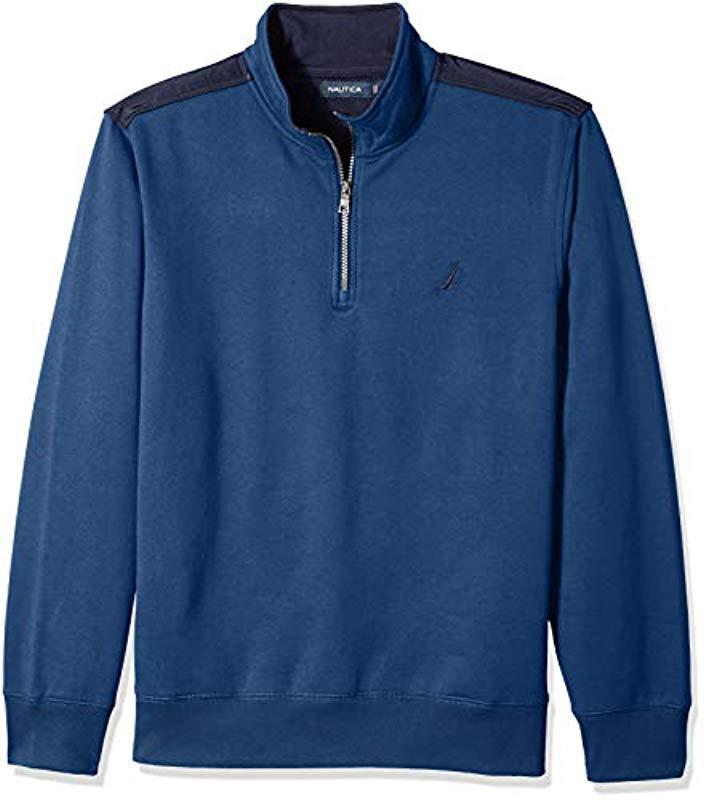 Nautica 1/4 Zip Pieced Fleece Sweatshirt in Blue for Men - Lyst