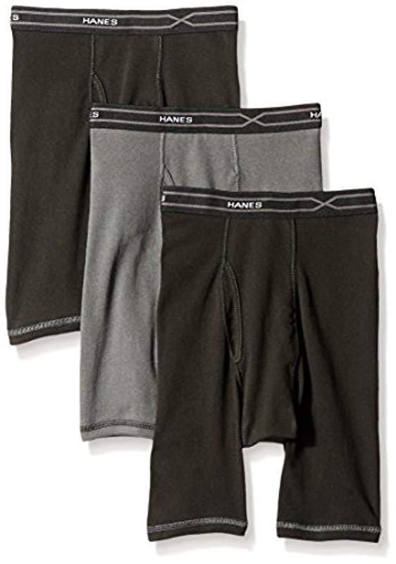 Hanes Cotton 3-pack X-temp Comfort Cool Long Leg Boxer Brief for Men ...