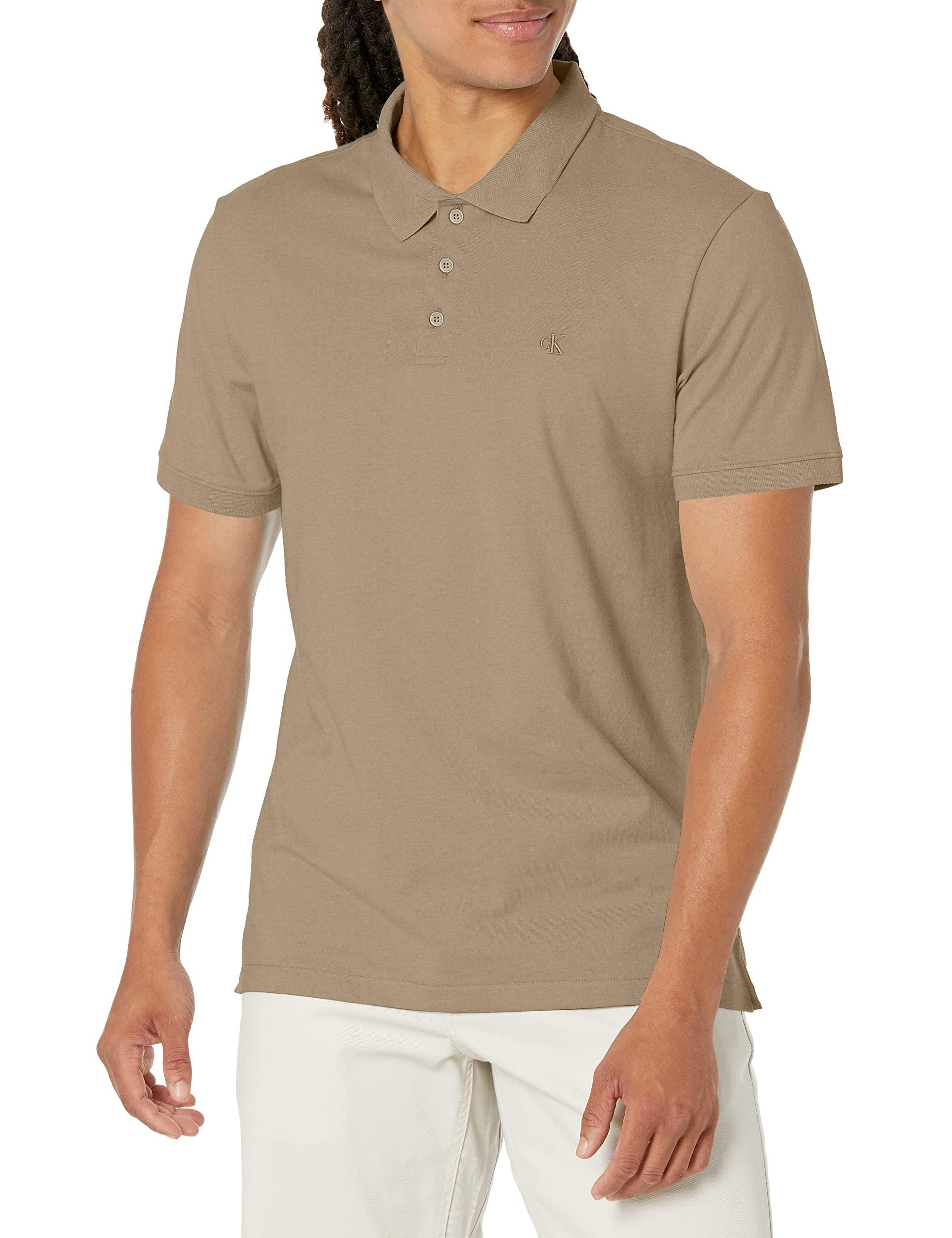 Calvin Klein Smooth Cotton Monogram Logo Polo Shirt in Natural for Men |  Lyst