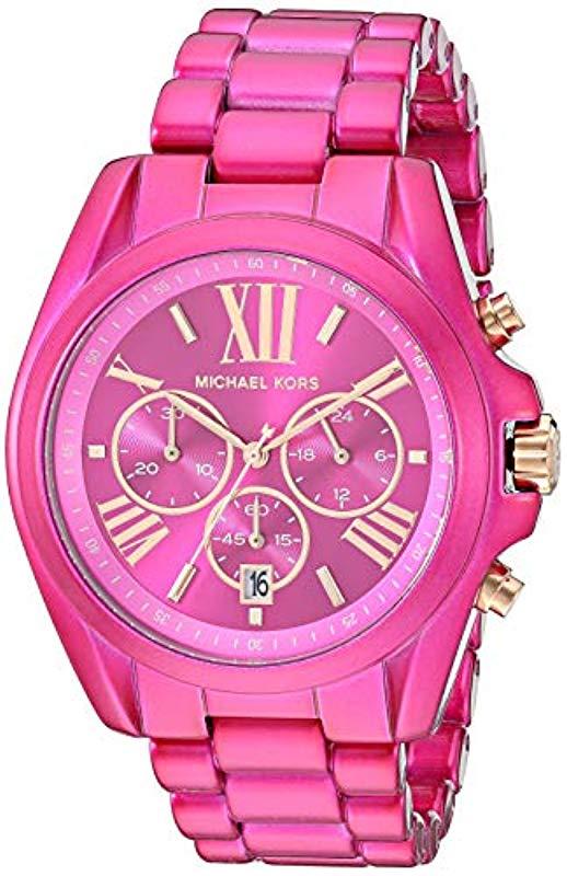 Michael Kors Women's Exclusive Bradshaw Chronograph Pink Coated Stainless  Steel Watch | Lyst