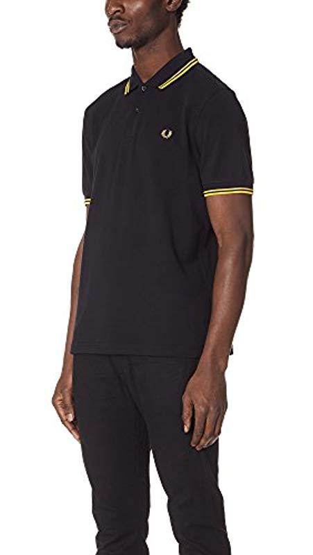 komen optioneel Destructief Fred Perry Twin - Tipped Slim Fit Polo Shirt in Black for Men | Lyst