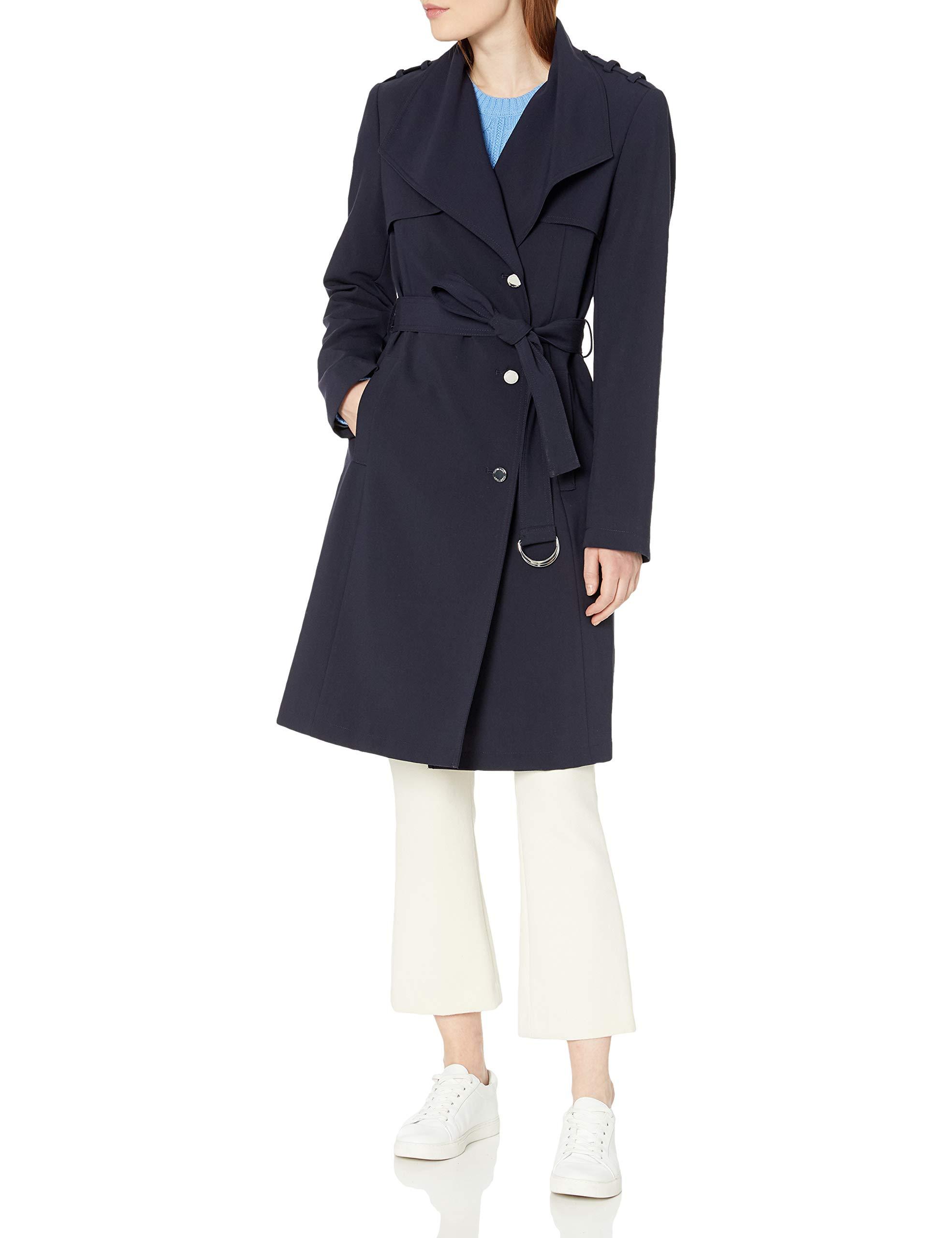 Calvin Klein Belted-wrap Trenchcoat in Navy (Blue) - Lyst