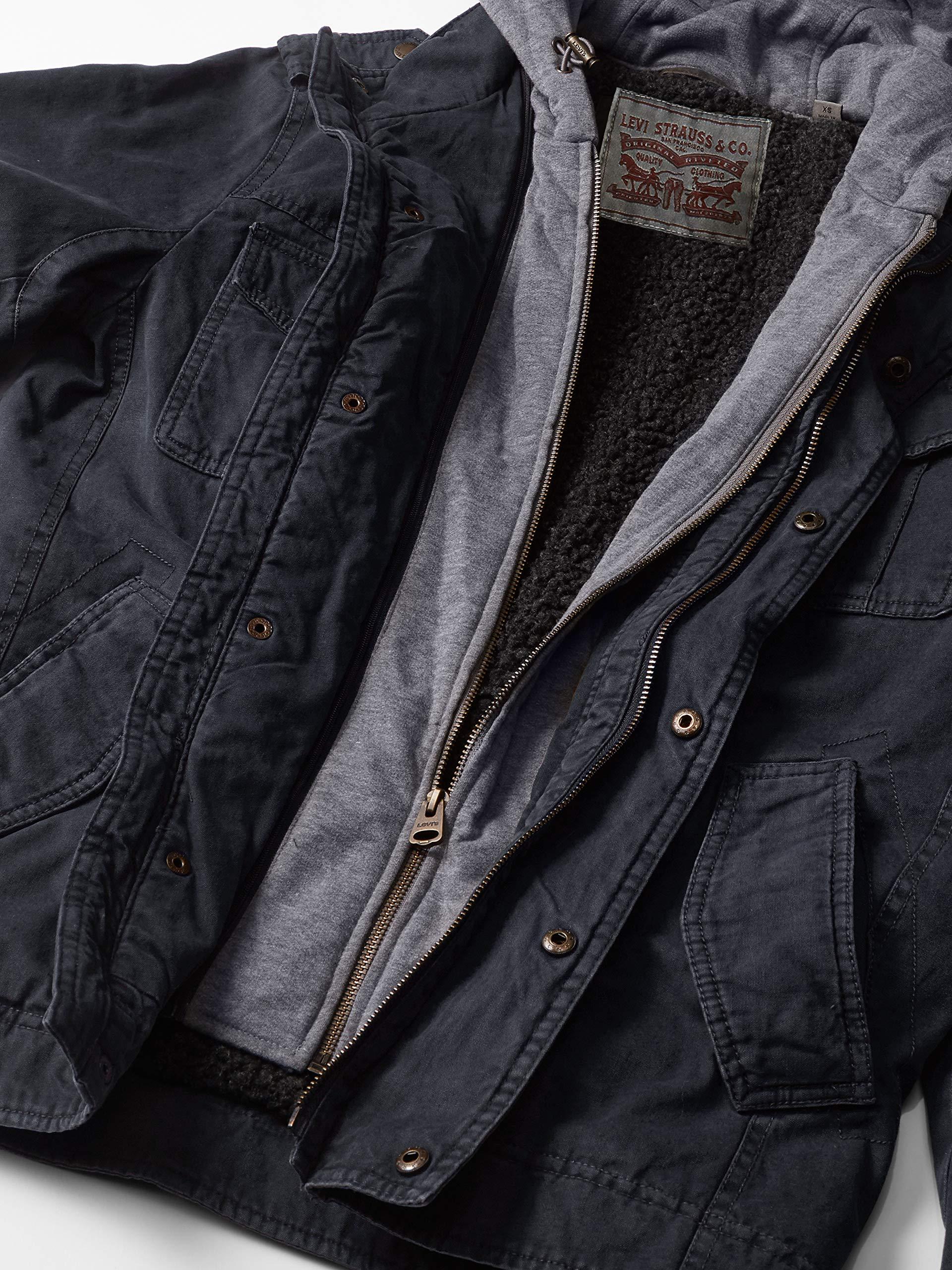 Levi's Washed Cotton Hooded Military Jacket in Black for Men Lyst