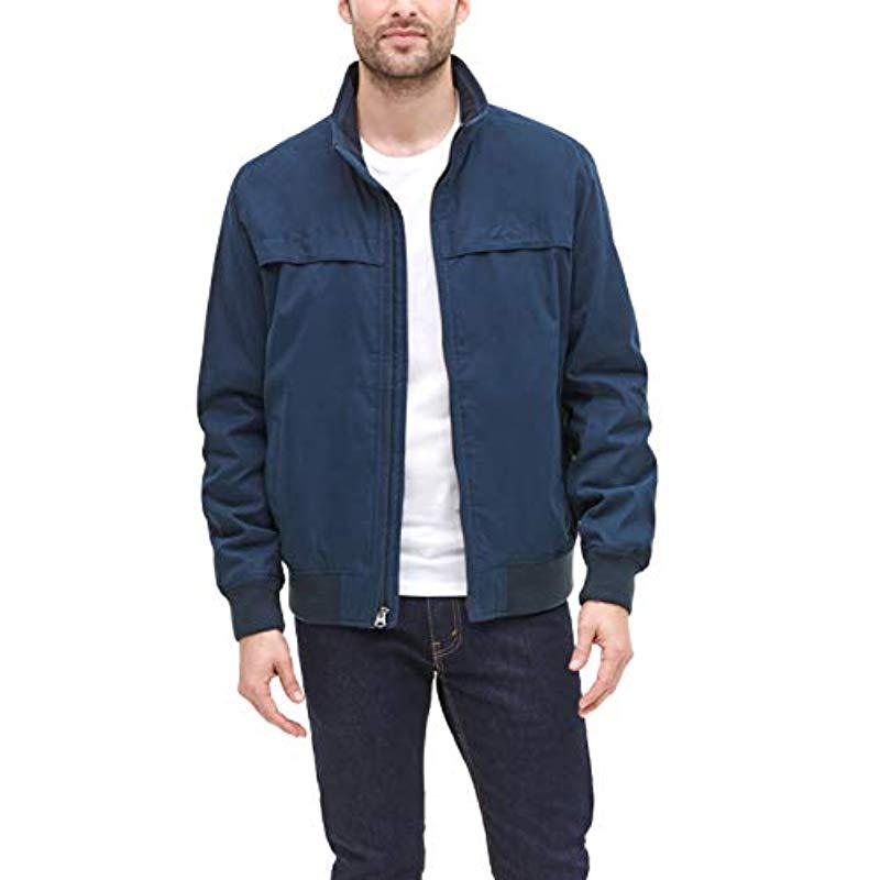 Dockers Synthetic Microtwill Golf Bomber Jacket in Navy (Blue) for Men ...