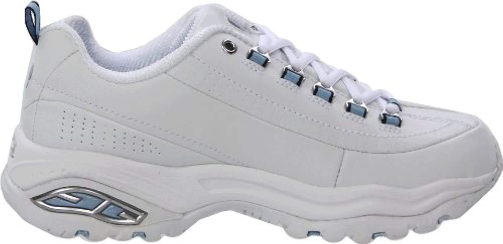 Skechers Premiums White Smooth Leather/blue Trim 8.5 - Save 51% - Lyst