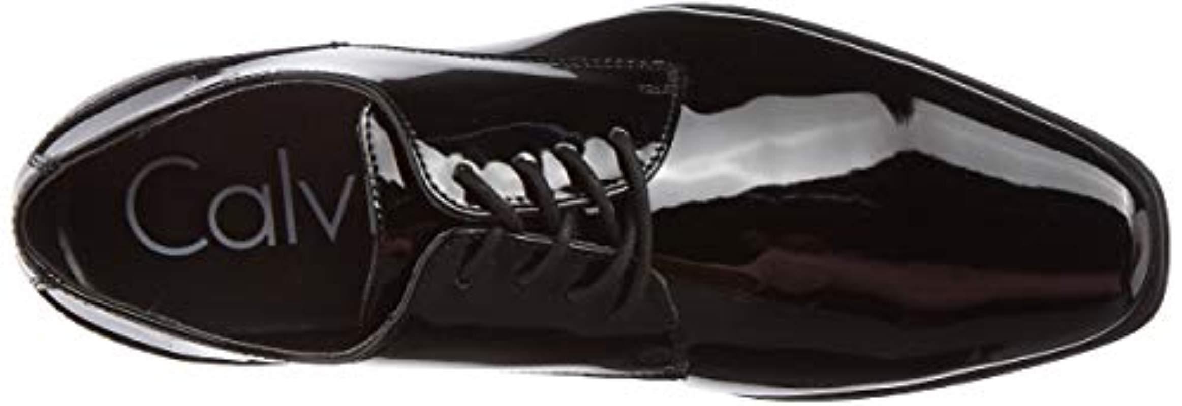 calvin klein men's brodie oxford black patent size 10