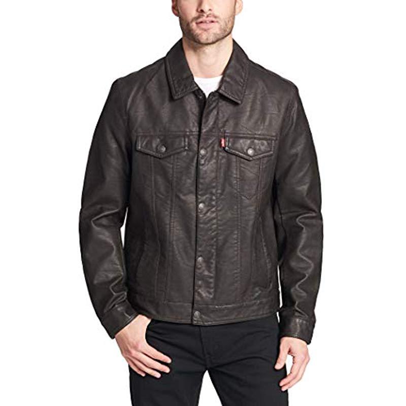 levi's men's smooth lamb touch faux leather classic trucker jacket