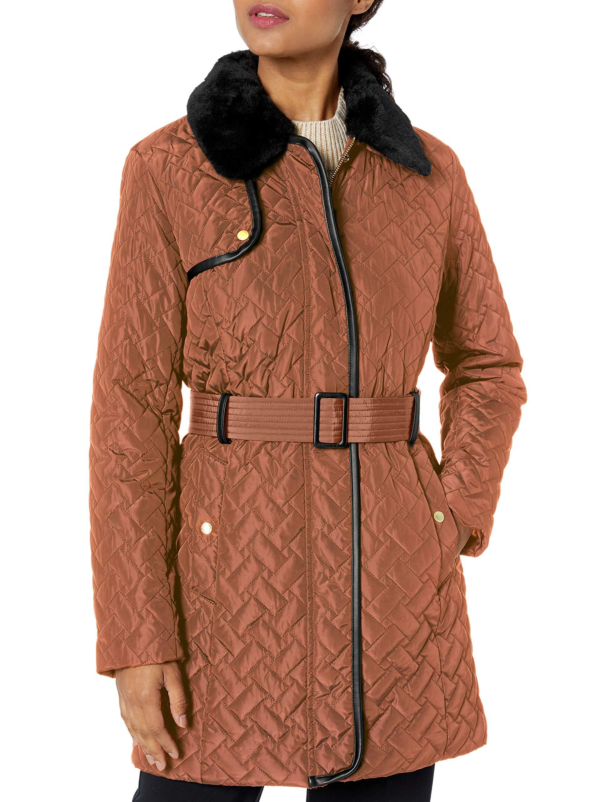Cole Haan Quilted Trench Coat in Brown Lyst